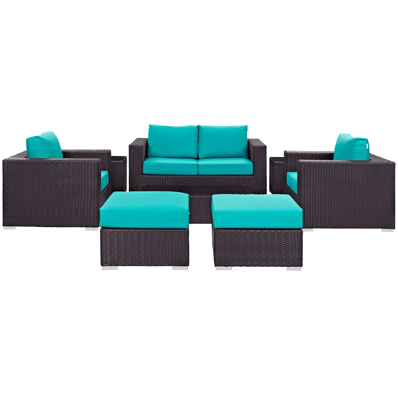 Modway Outdoor Conversation Sets - Convene 8 Piece Outdoor Patio Sofa Set Espresso Turquoise