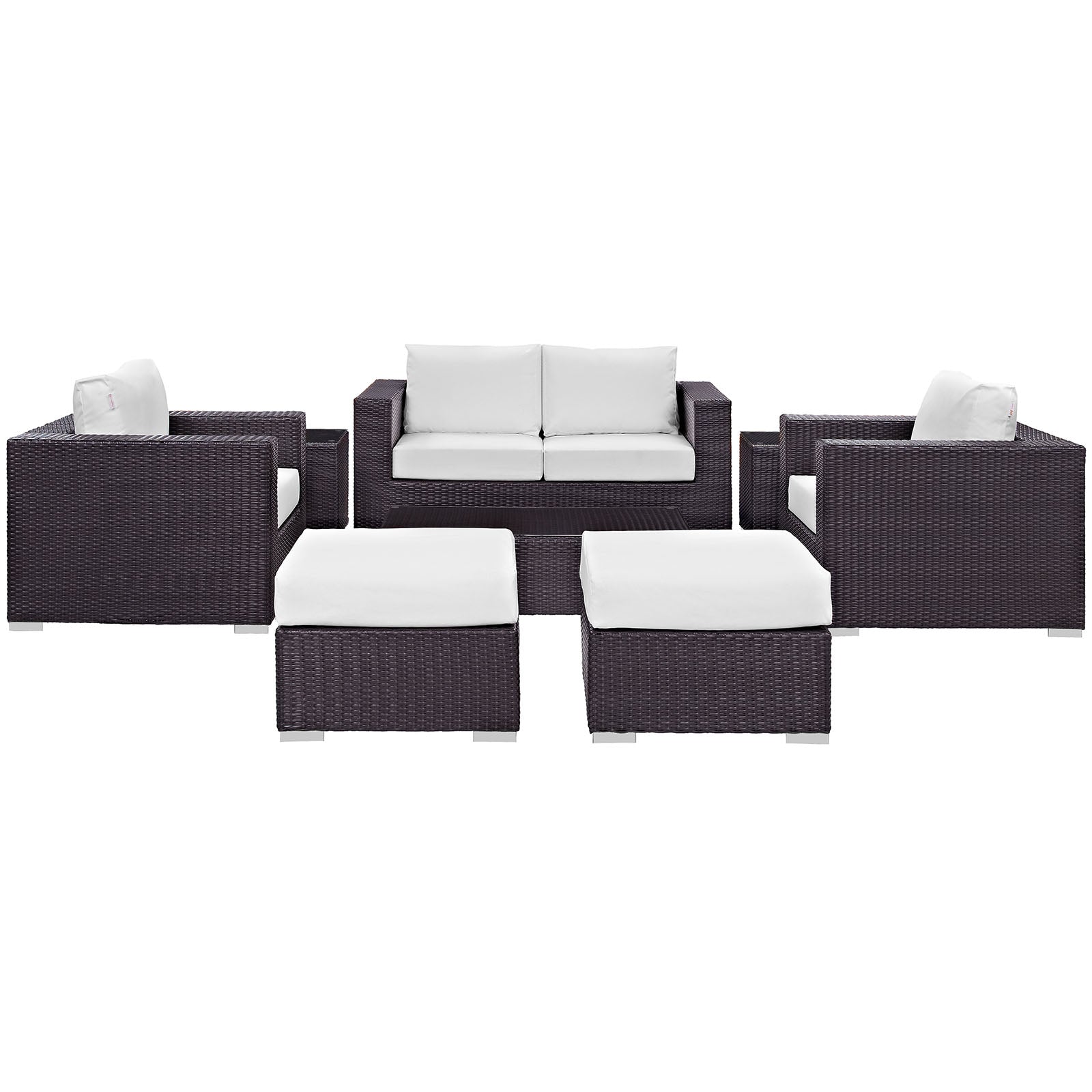 Modway Outdoor Conversation Sets - Convene 8 Piece Outdoor Patio Sofa Set Espresso White