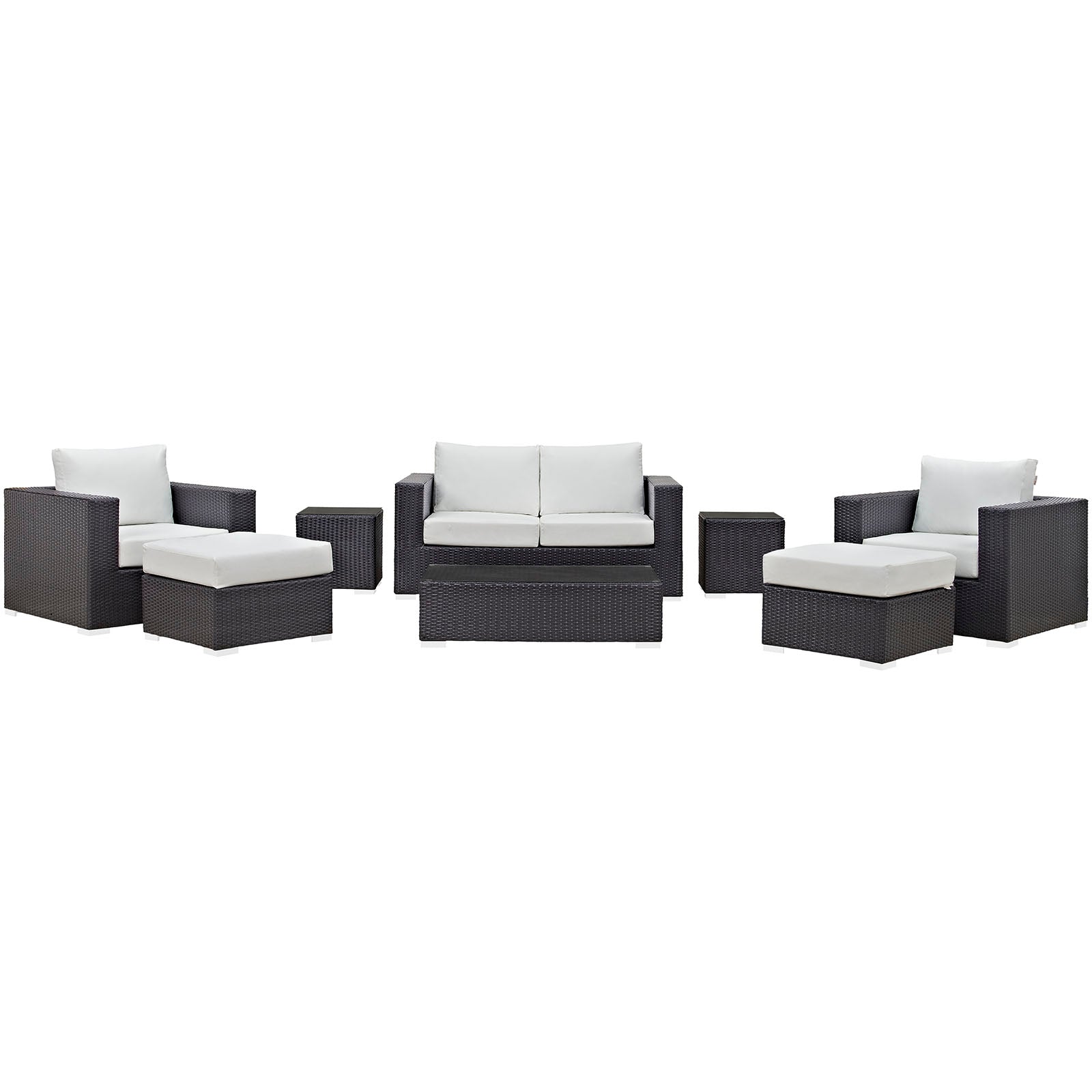 Modway Outdoor Conversation Sets - Convene 8 Piece Outdoor Patio Sofa Set Espresso White
