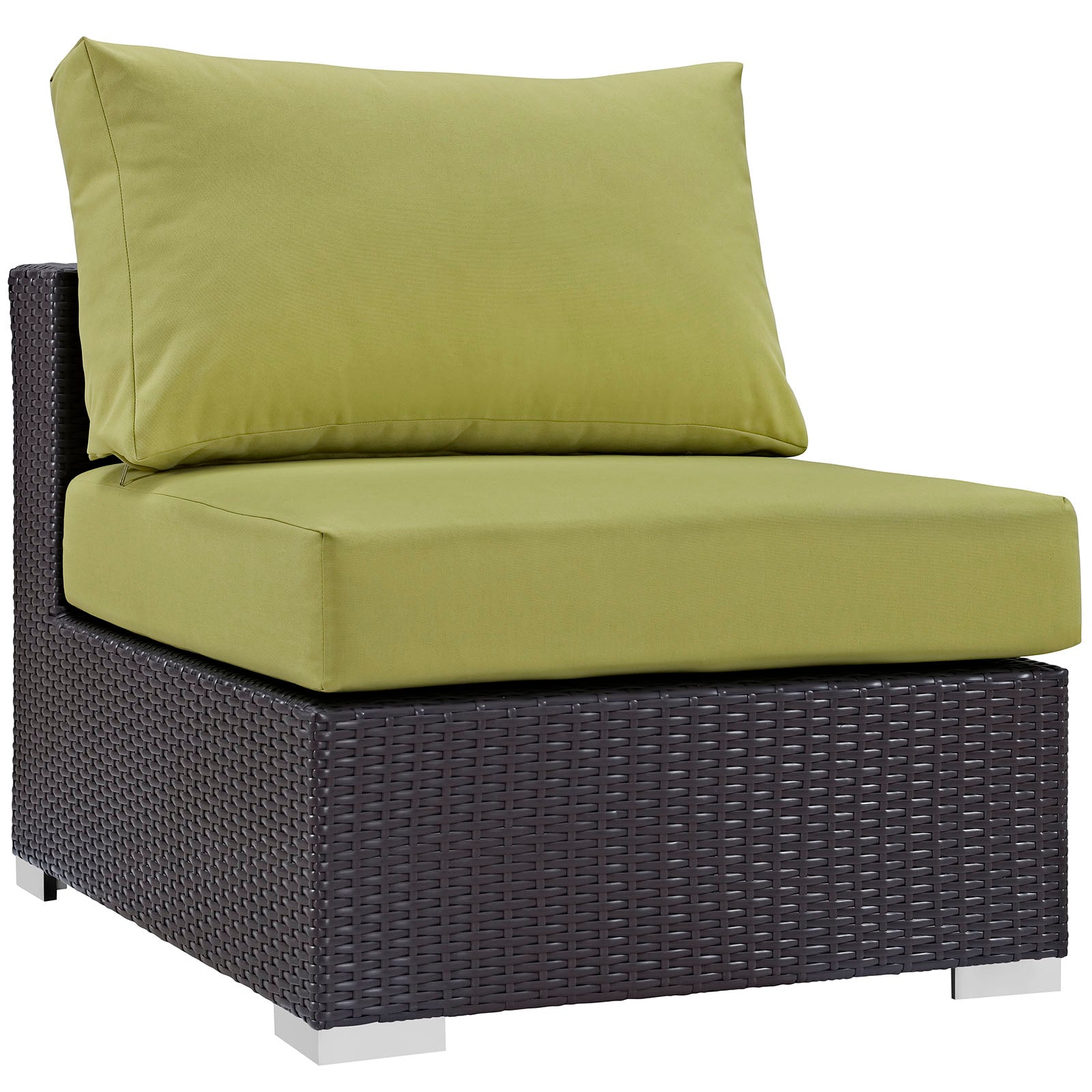 Modway Outdoor Conversation Sets - EEI-2168-EXP-PER-SET Convene 7 Piece Outdoor Patio Sectional Set Expresso Peridot