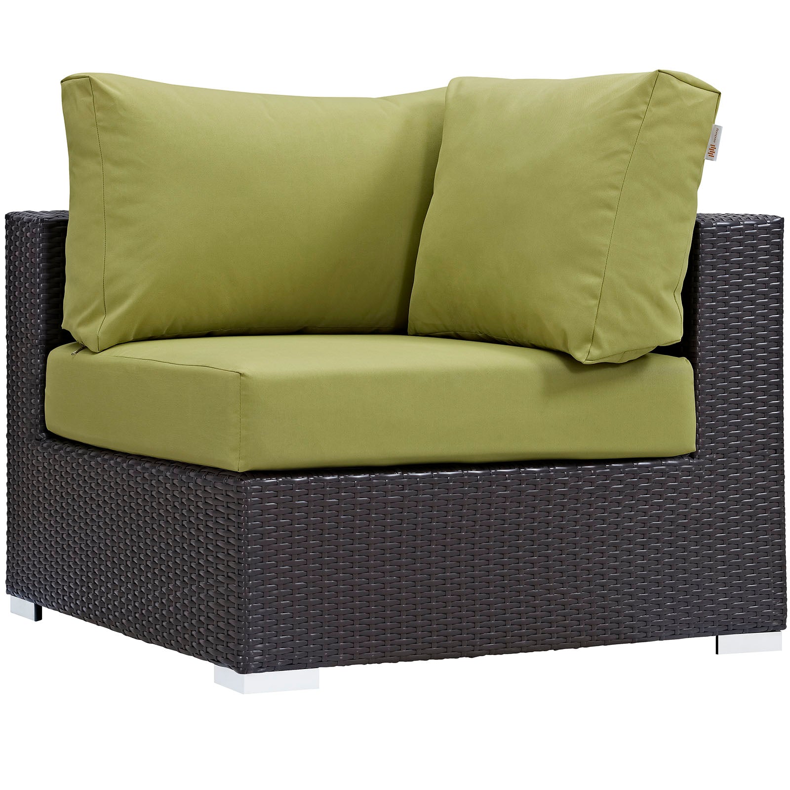 Modway Outdoor Conversation Sets - EEI-2168-EXP-PER-SET Convene 7 Piece Outdoor Patio Sectional Set Expresso Peridot