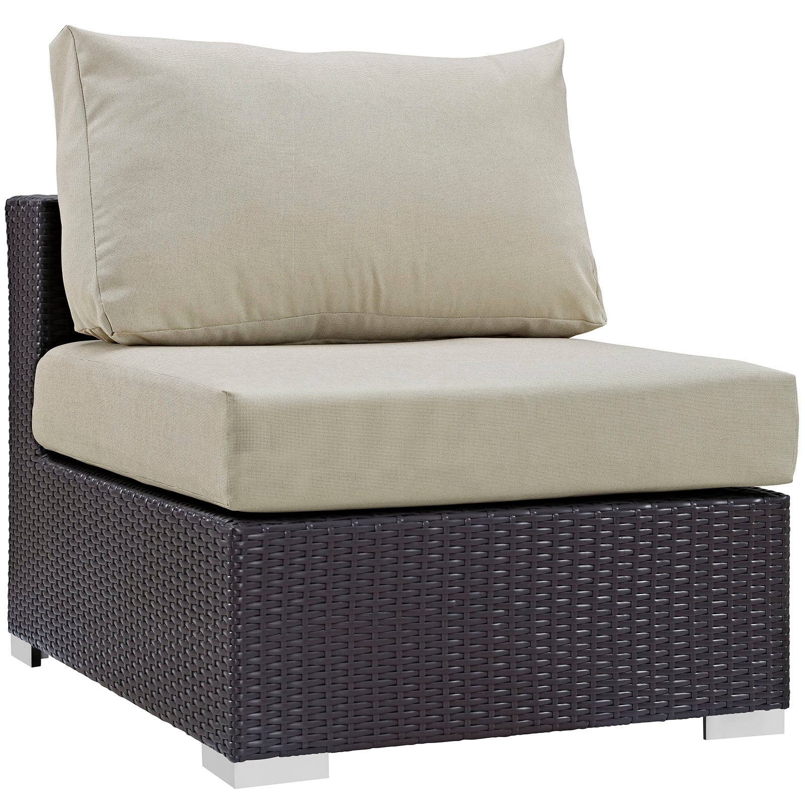 Modway Outdoor Conversation Sets - Convene 5 Piece 98.5" Outdoor Patio Sectional Set Espresso Beige