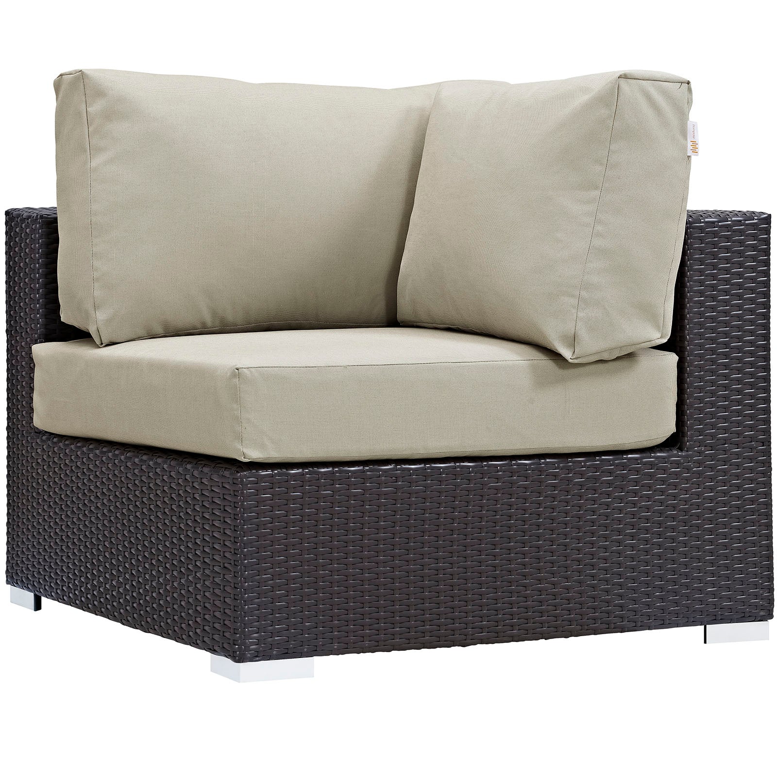 Modway Outdoor Conversation Sets - Convene 5 Piece 98.5" Outdoor Patio Sectional Set Espresso Beige