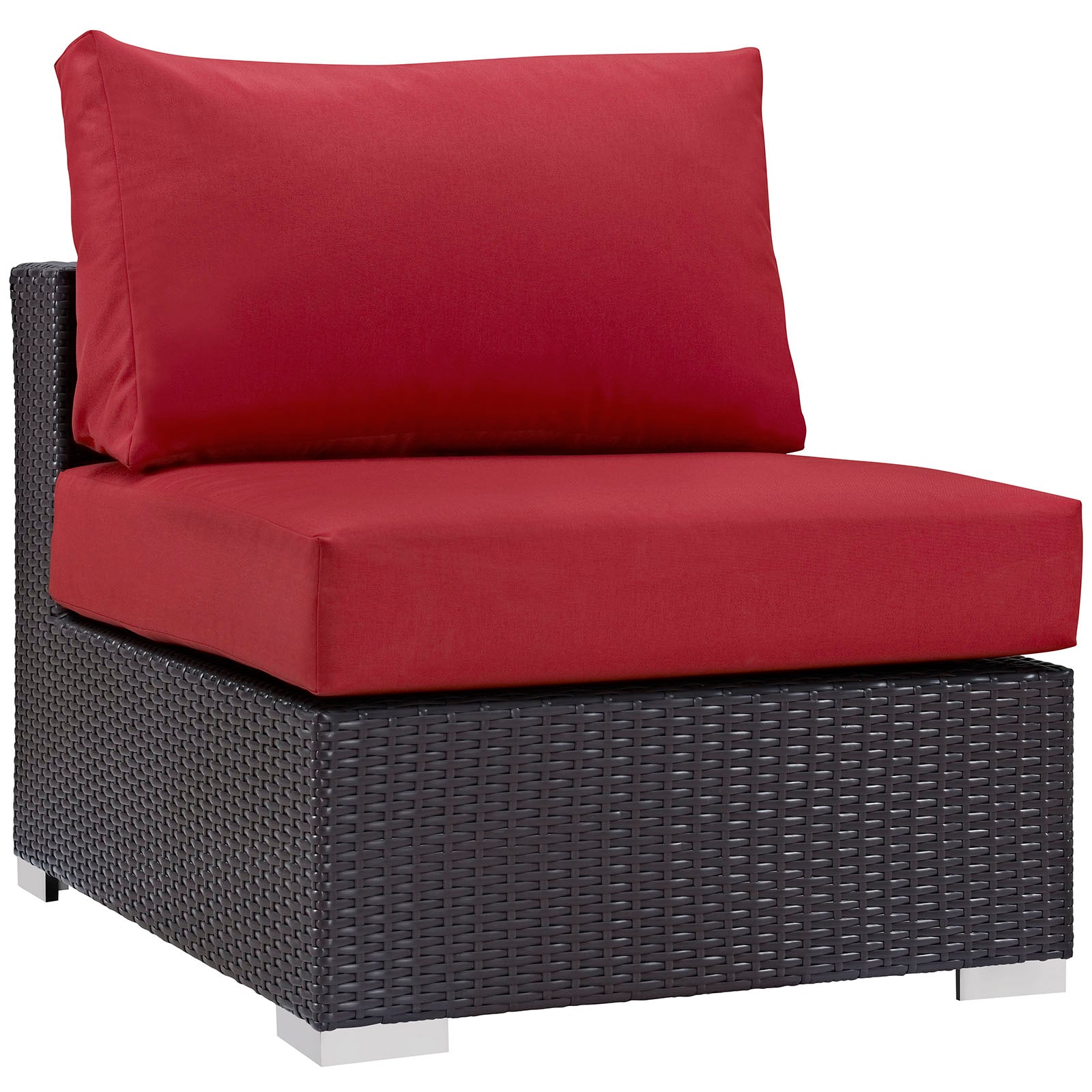 Modway Outdoor Conversation Sets - Convene 5 Piece Outdoor 98.5"W Patio Sectional Set Espresso Red