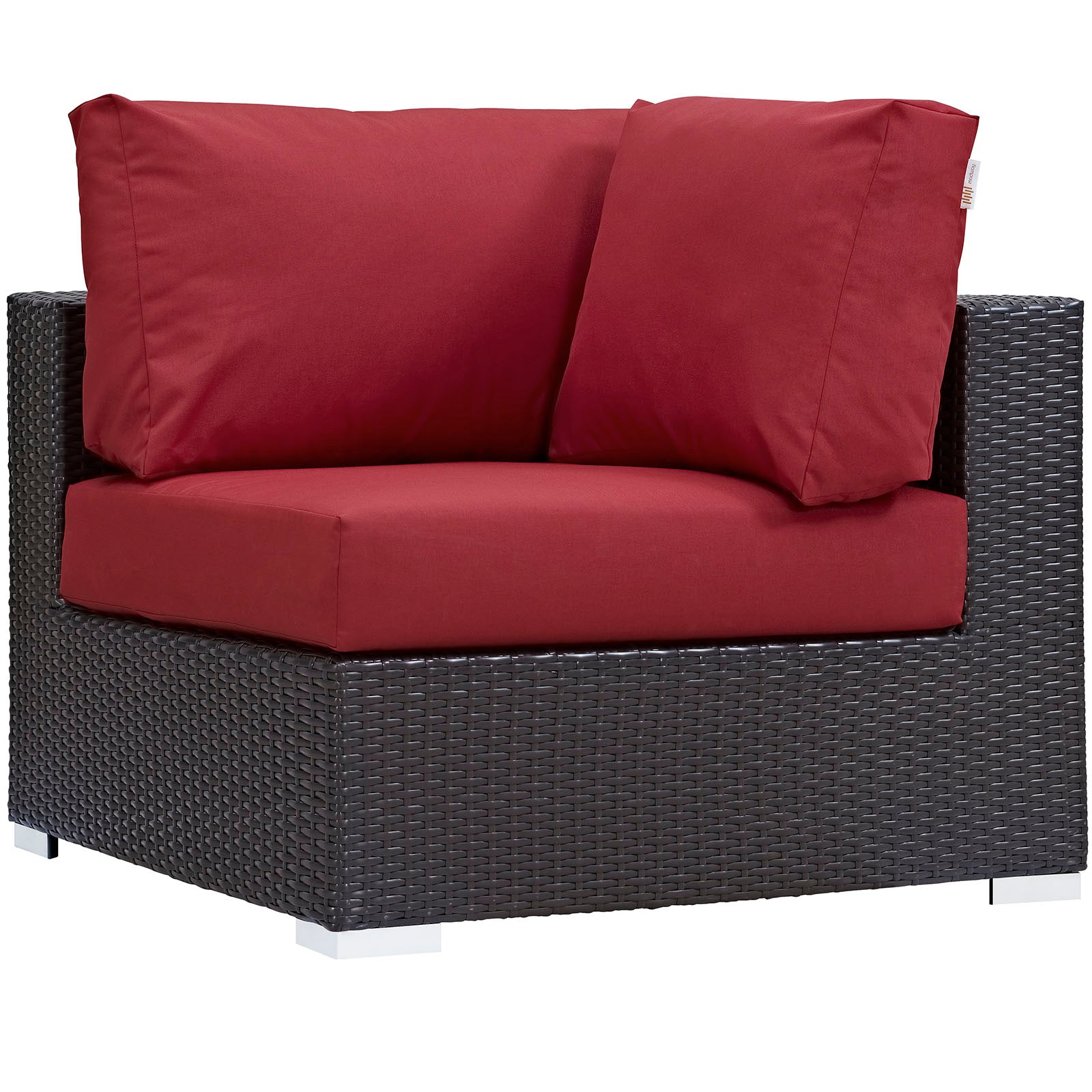 Modway Outdoor Conversation Sets - Convene 5 Piece Outdoor 98.5"W Patio Sectional Set Espresso Red