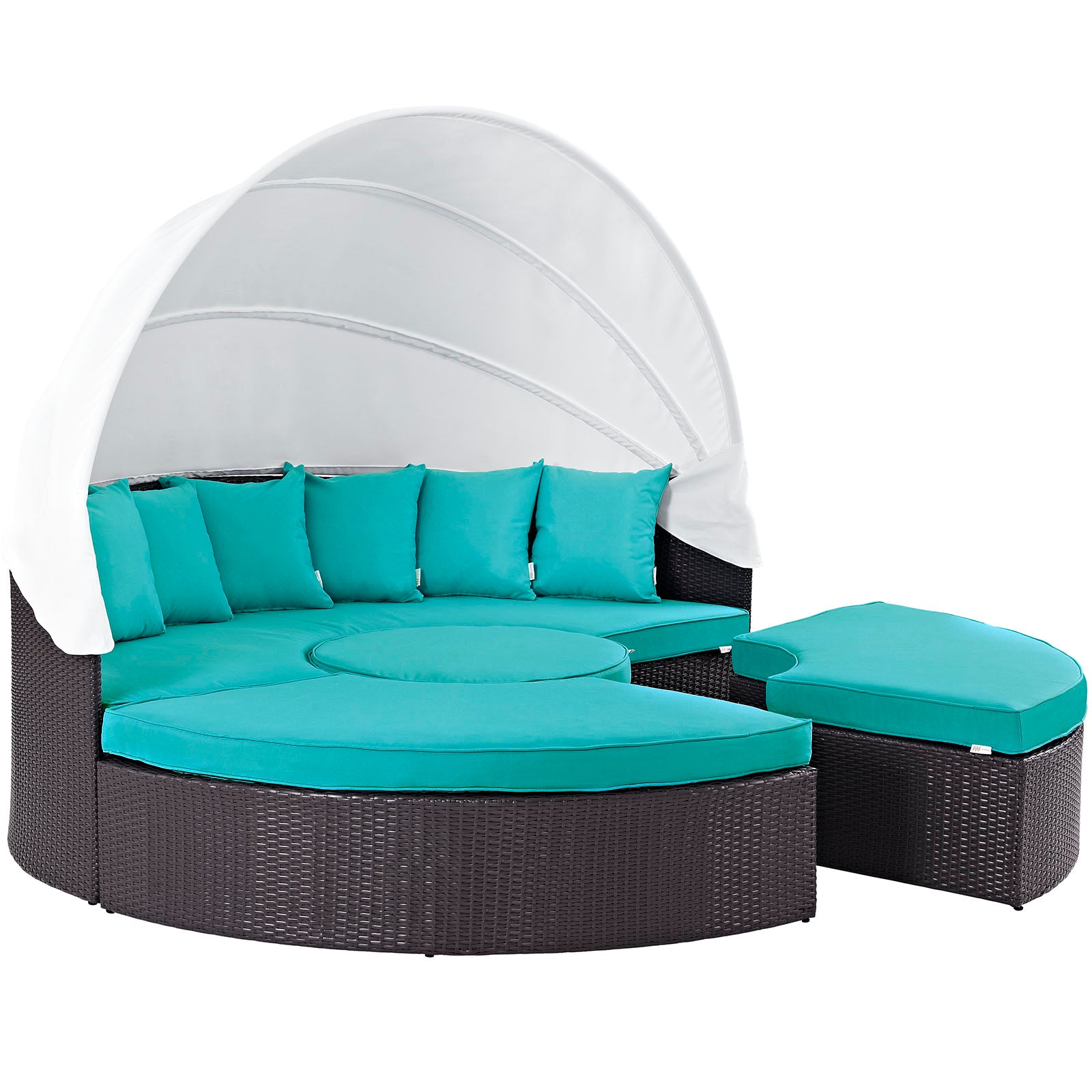 Modway Patio Daybeds - Convene 4 Piece Canopy Outdoor Patio Daybed Espresso & Turquoise