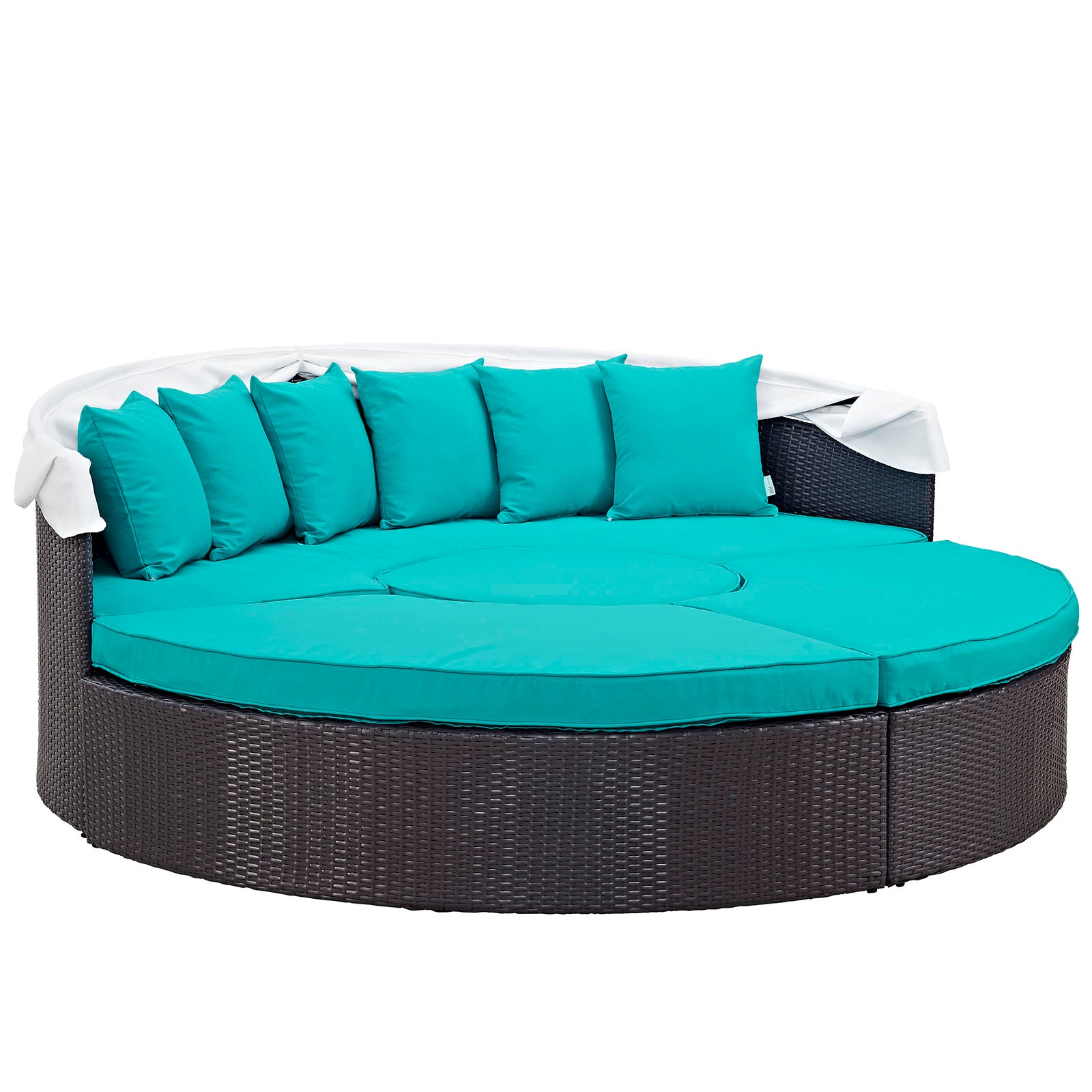 Modway Patio Daybeds - Convene 4 Piece Canopy Outdoor Patio Daybed Espresso & Turquoise