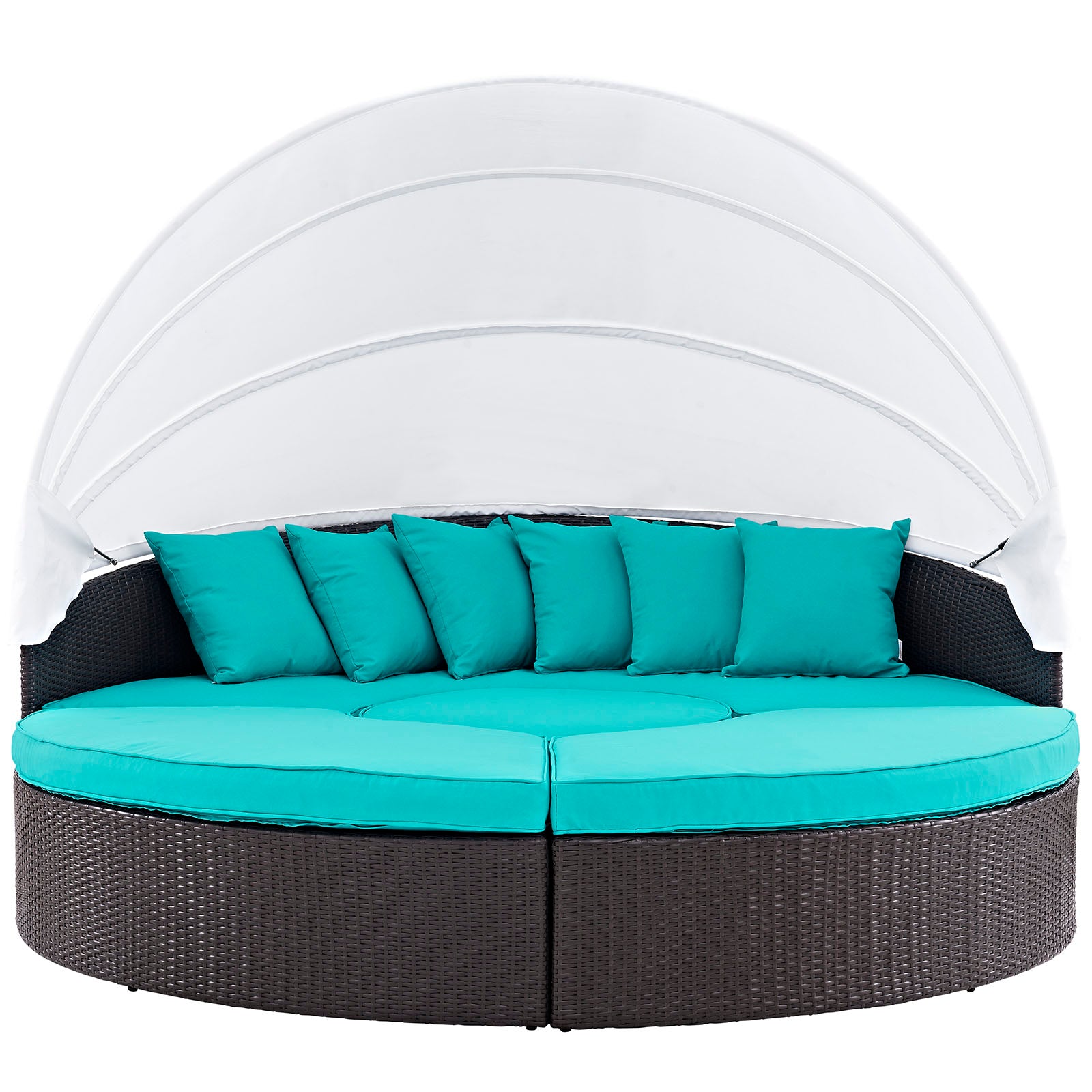 Modway Patio Daybeds - Convene 4 Piece Canopy Outdoor Patio Daybed Espresso & Turquoise