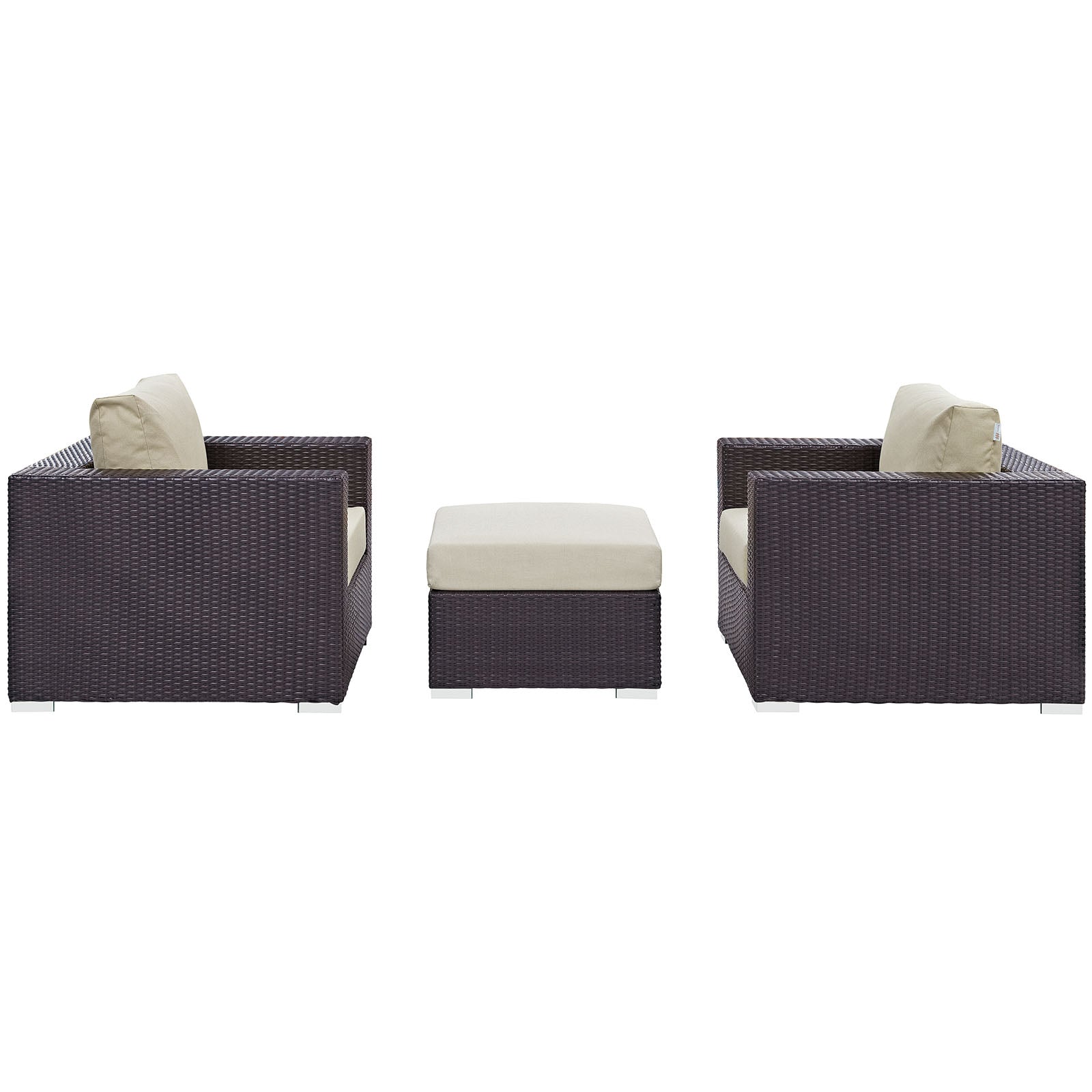 Modway Outdoor Conversation Sets - Convene 3 Piece Outdoor Sofa Set Espresso Beige