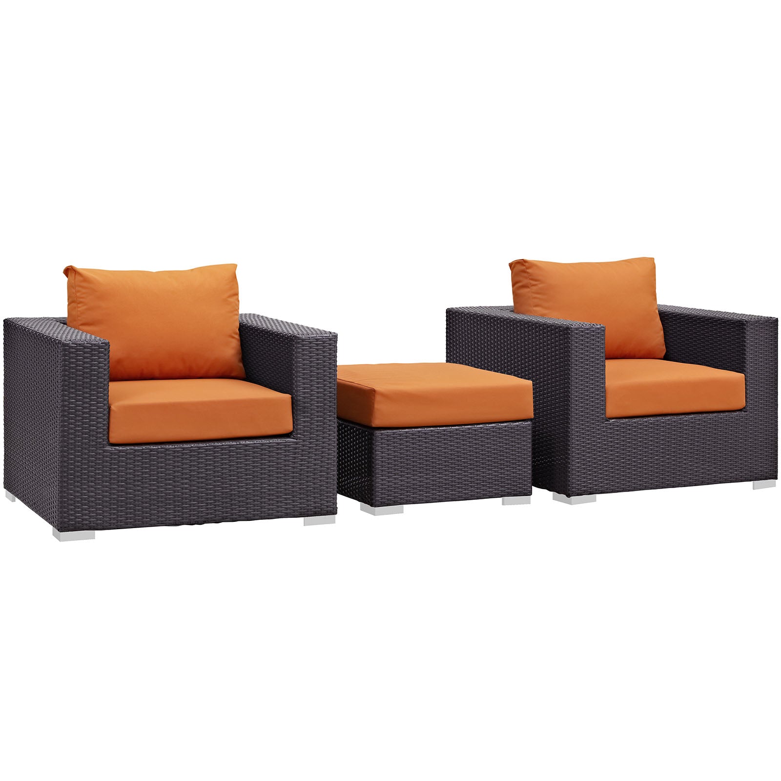Modway Outdoor Conversation Sets - Convene 3 Piece Outdoor Patio Sofa Set Espresso Orange