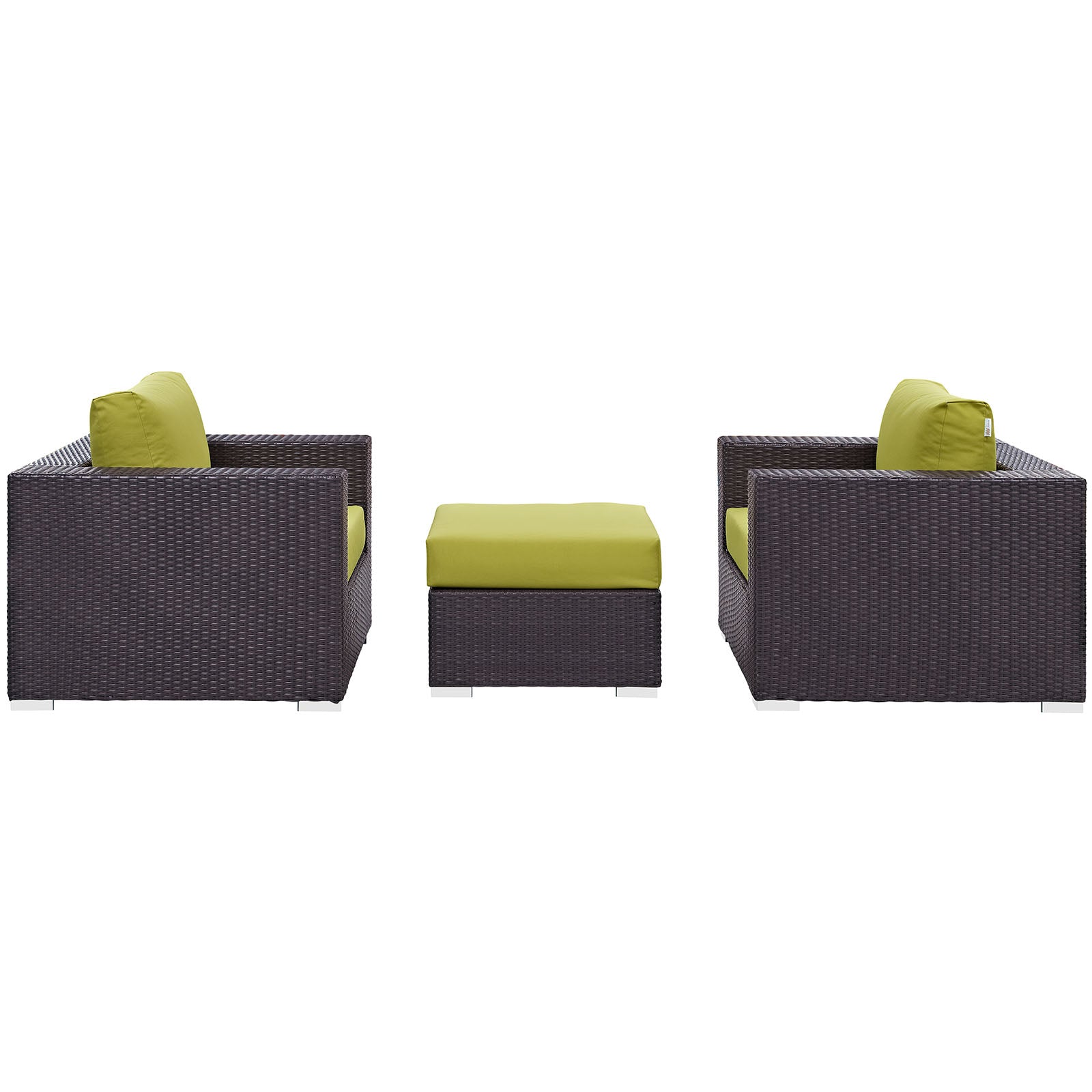 Modway Outdoor Conversation Sets - Convene 3 Piece Outdoor Patio Sofa Set Espresso & Peridot