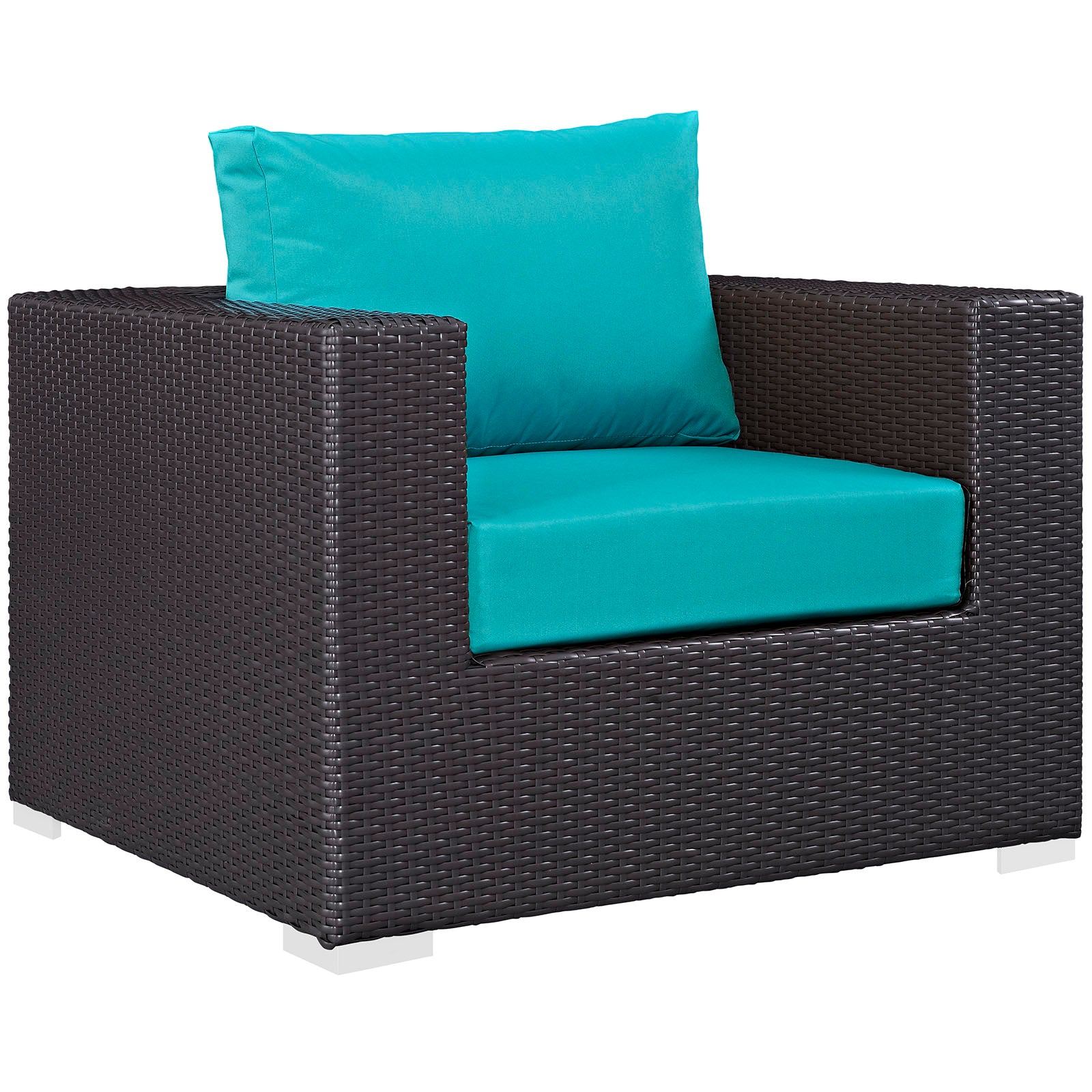 Modway Outdoor Conversation Sets - Convene 3 Piece Outdoor Patio Sofa Set Espresso & Turquoise