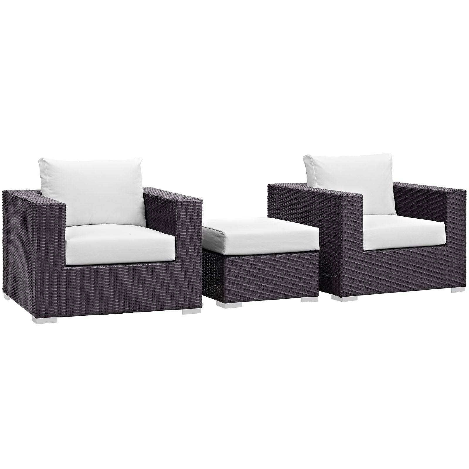 Modway Outdoor Conversation Sets - Convene 3 Piece 113" Outdoor Patio Sofa Set Espresso White