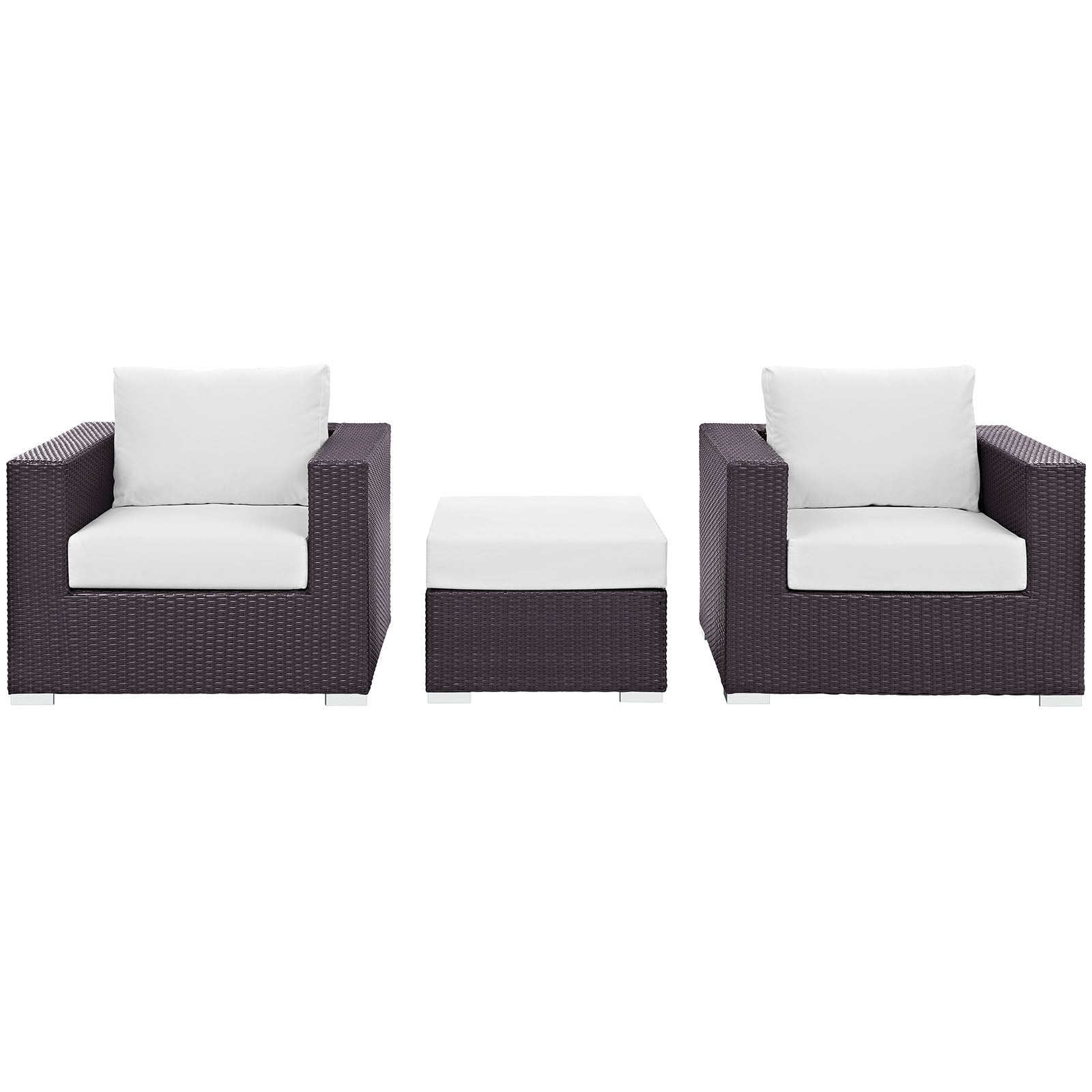Modway Outdoor Conversation Sets - Convene 3 Piece 113" Outdoor Patio Sofa Set Espresso White