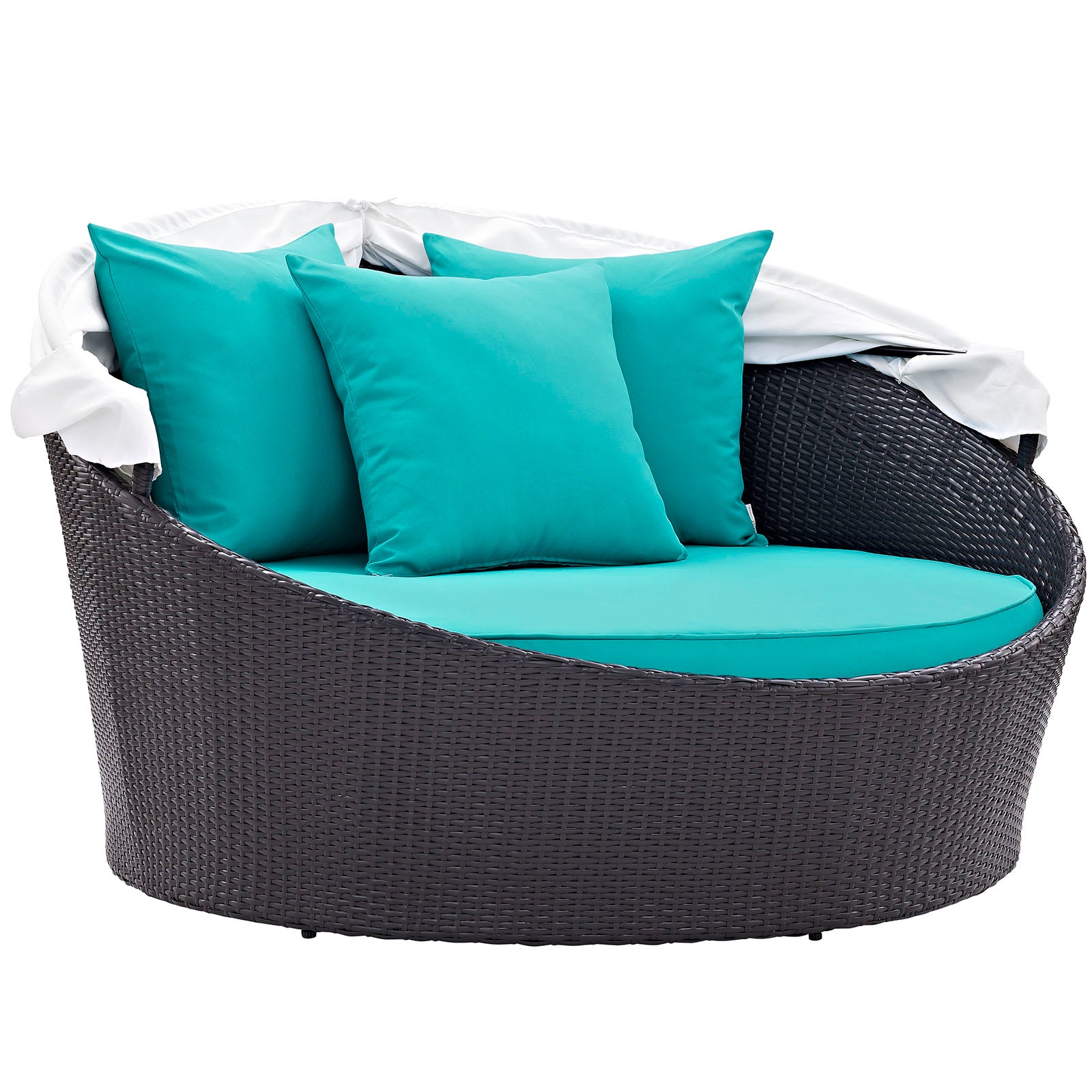 Modway Patio Daybeds - Convene Canopy Outdoor Patio Daybed Espresso Turquoise