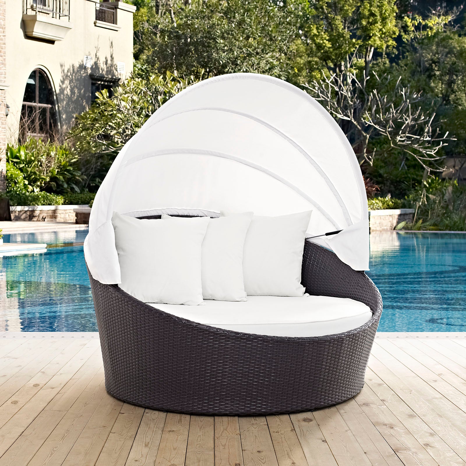 Modway Patio Daybeds - Convene Canopy Outdoor Patio 63"W Daybed Espresso White