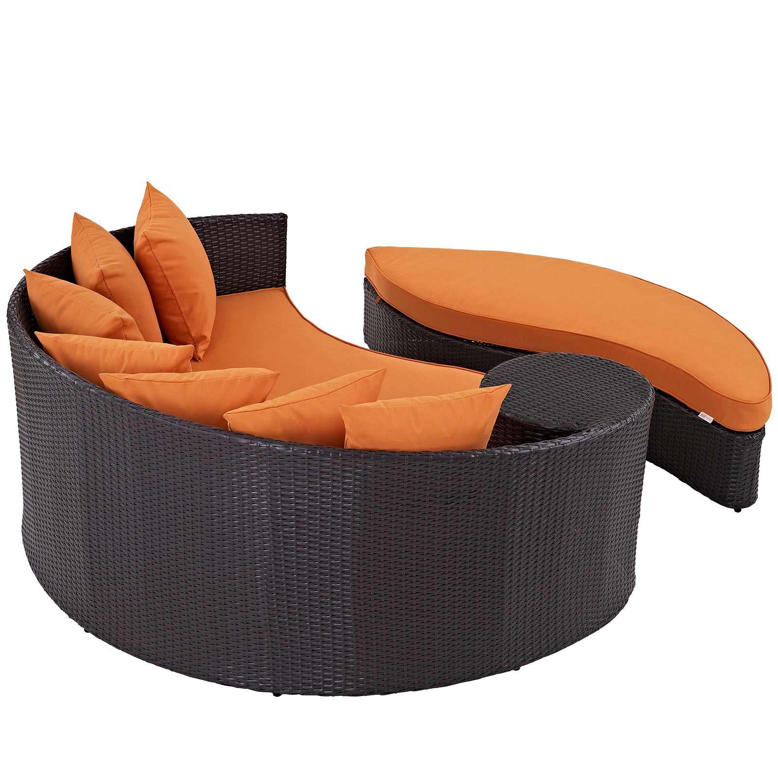 Modway Patio Daybeds - Convene Outdoor Patio Daybed Espresso Orange