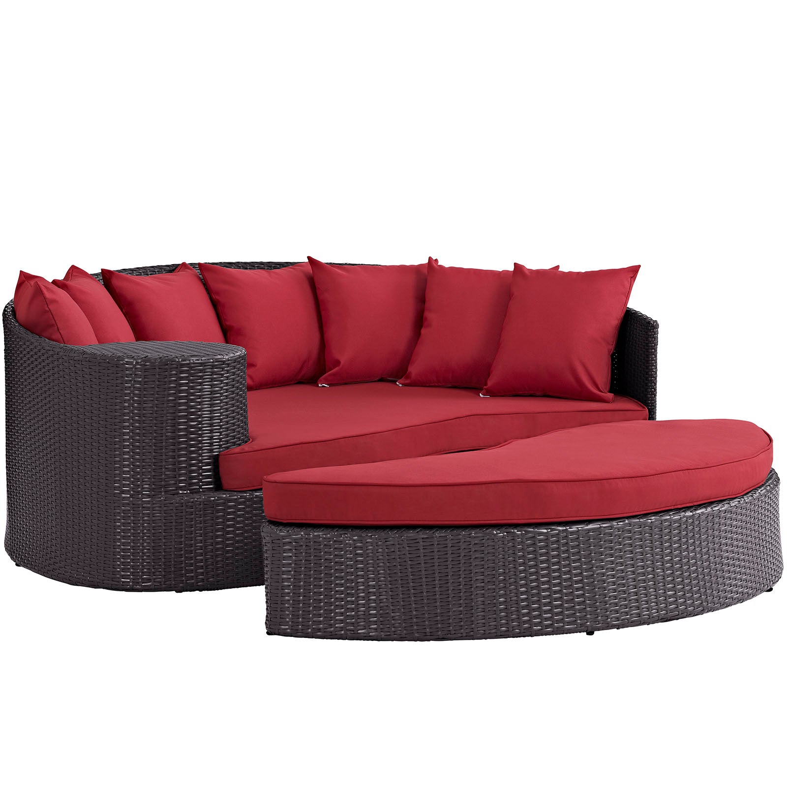 Modway Patio Daybeds - Convene Outdoor Patio Daybed Espresso Red