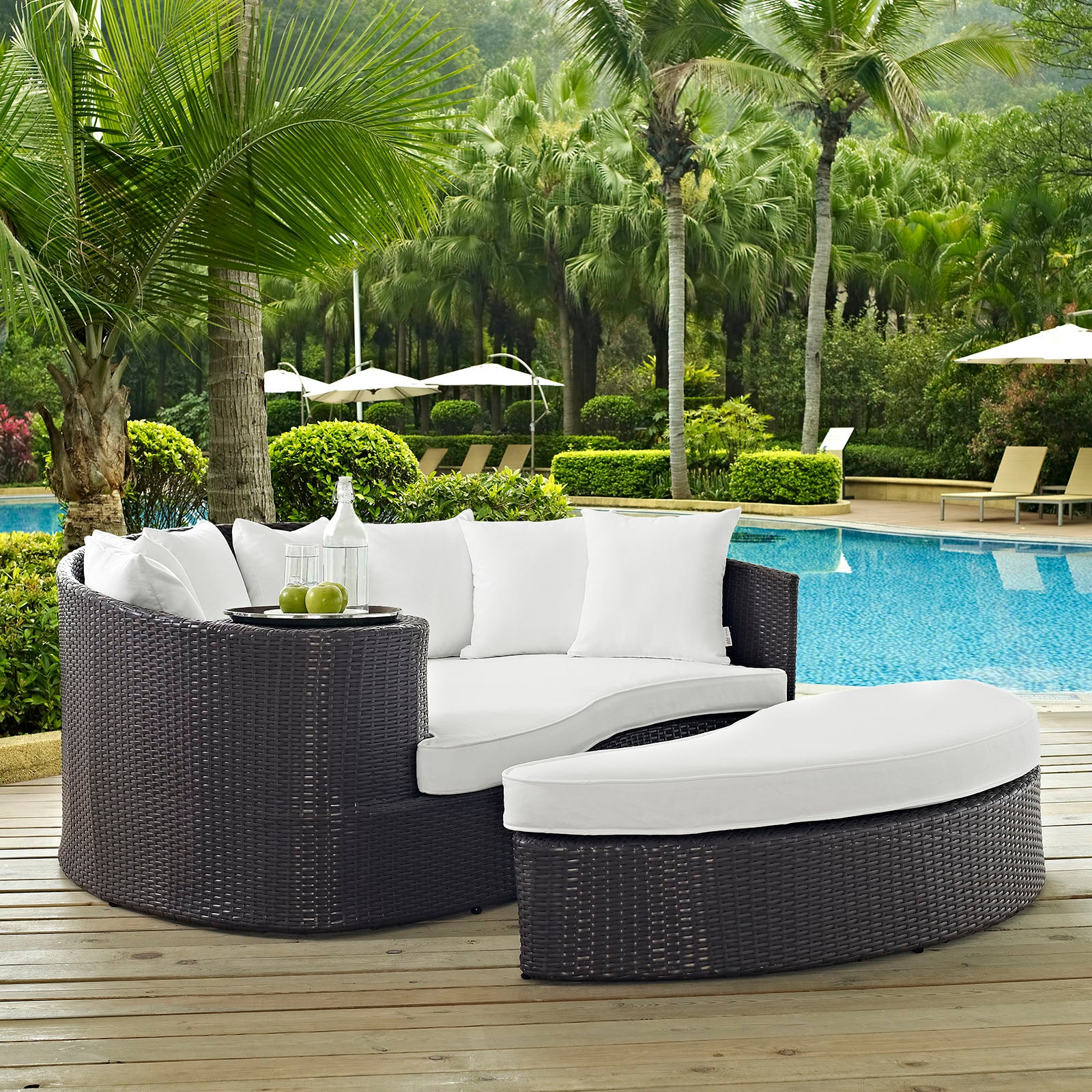 Modway Patio Daybeds - Convene Outdoor Patio Daybed Espresso White