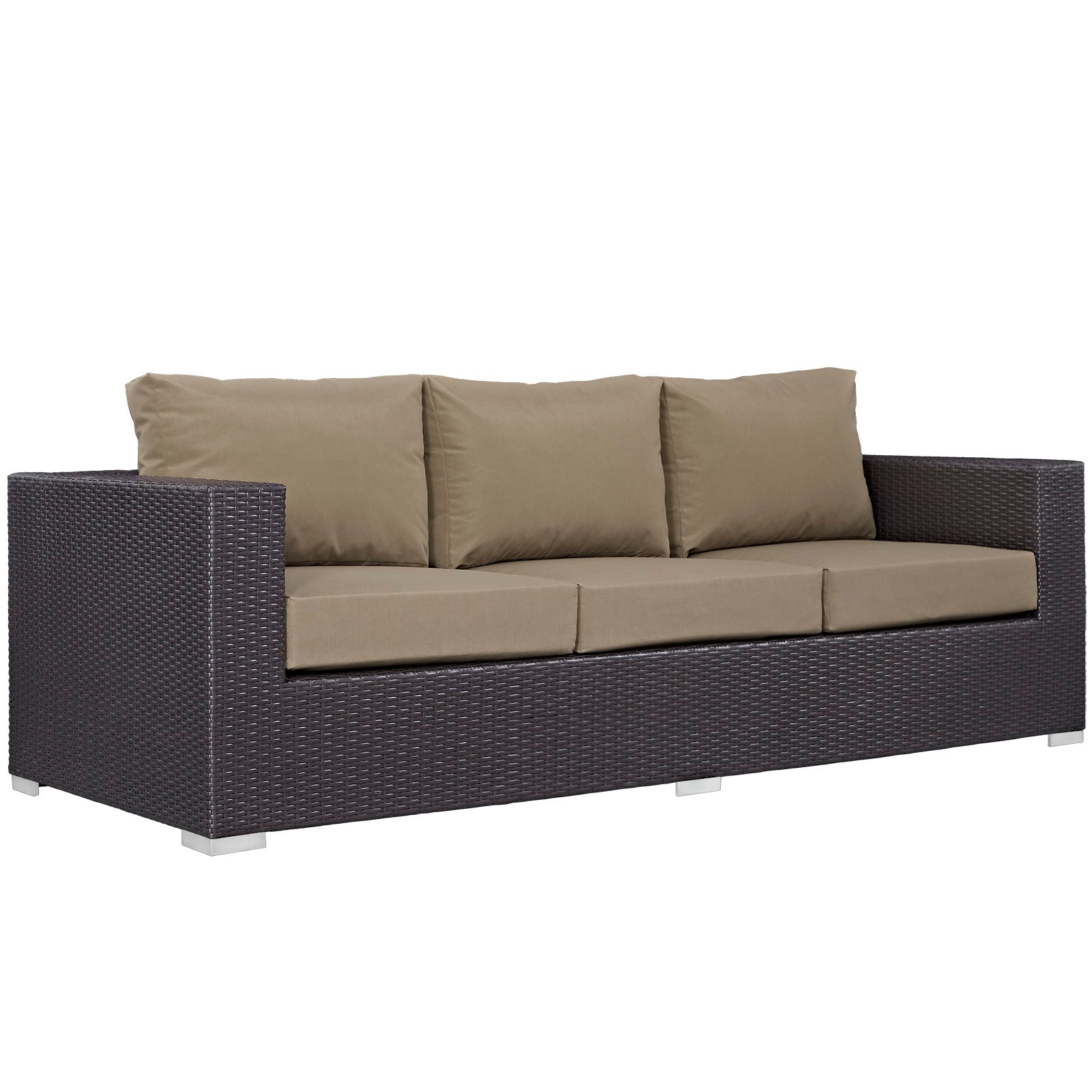 Modway Outdoor Conversation Sets - Convene 3 Piece 77" Outdoor Patio Sofa Set Espresso Mocha