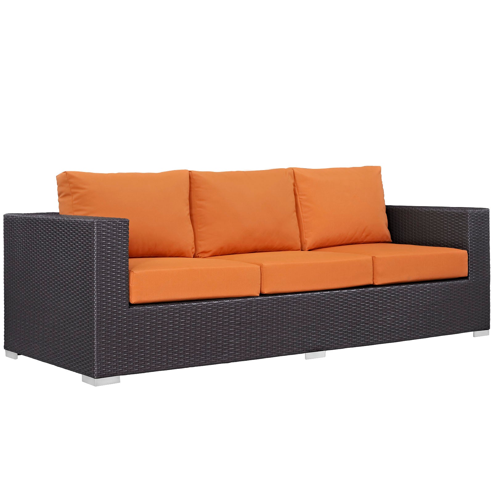 Modway Outdoor Conversation Sets - Convene 3 Piece Sofa Set Espresso & Orange