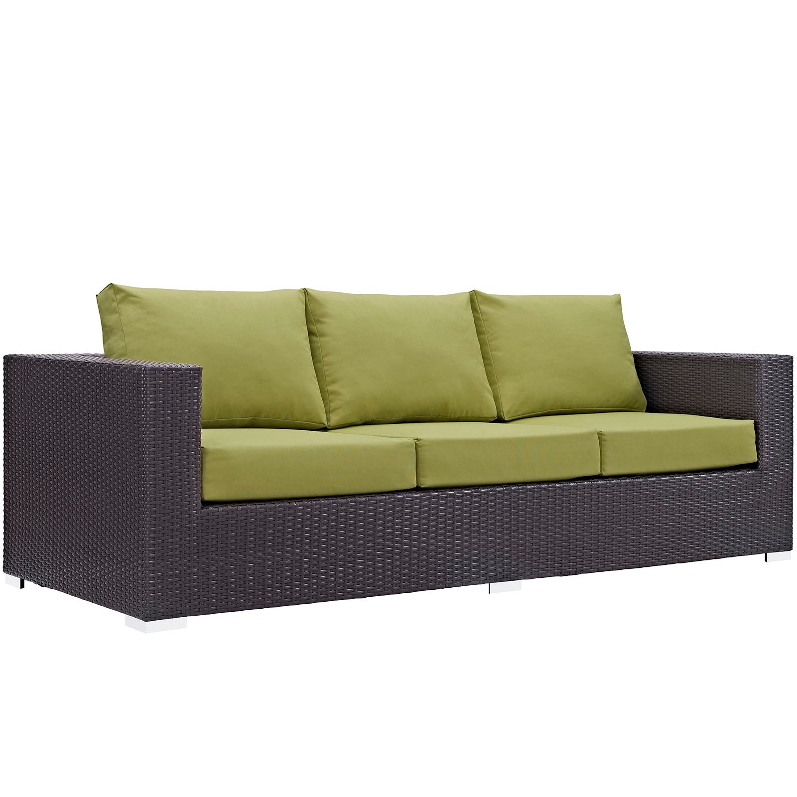 Modway Outdoor Conversation Sets - EEI-2178-EXP-PER-SET Convene 3 Piece Outdoor Patio Sofa Set Espresso Peridot
