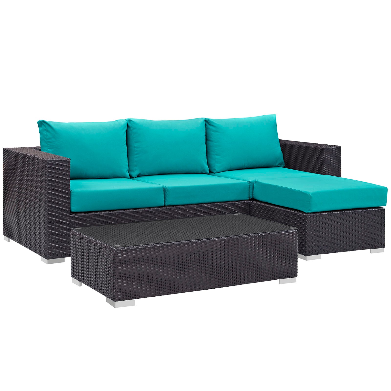 Modway Outdoor Conversation Sets - Convene 3 Piece Outdoor Sofa Set Turquoise