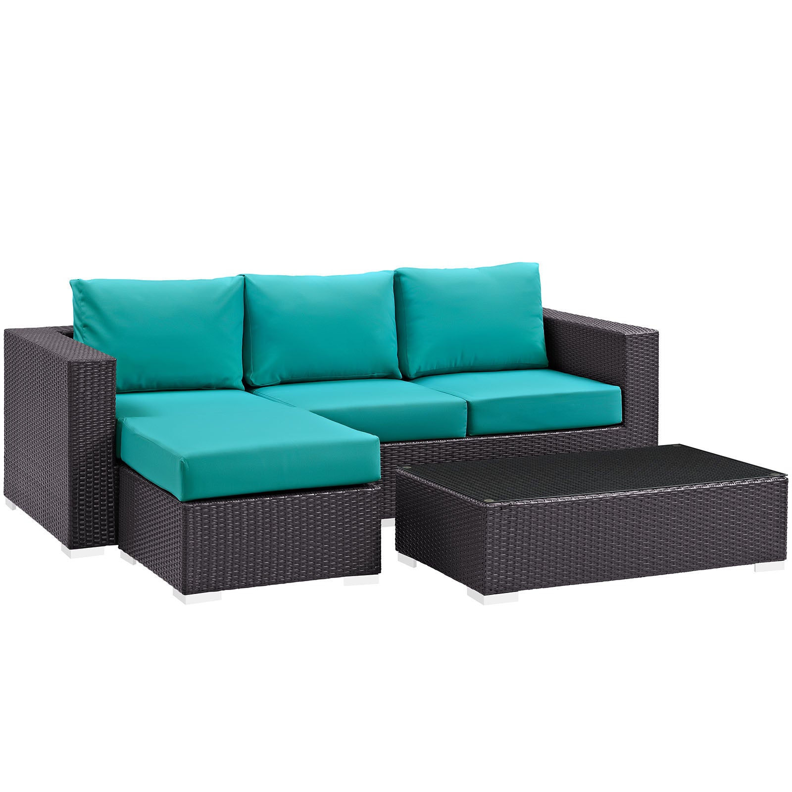 Modway Outdoor Conversation Sets - Convene 3 Piece Outdoor Sofa Set Turquoise