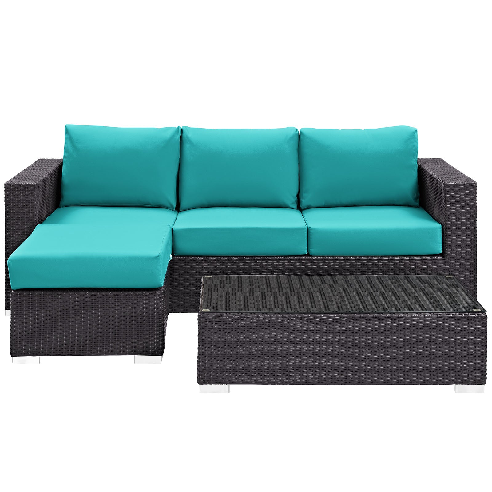 Modway Outdoor Conversation Sets - Convene 3 Piece Outdoor Sofa Set Turquoise