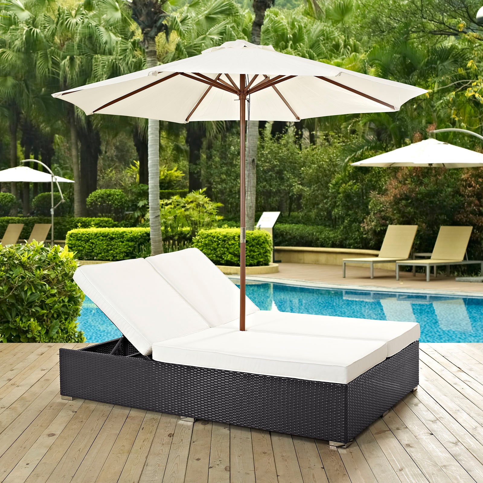 Modway Outdoor Conversation Sets - Convene-Double-Outdoor-Patio-Chaise-Espresso-White