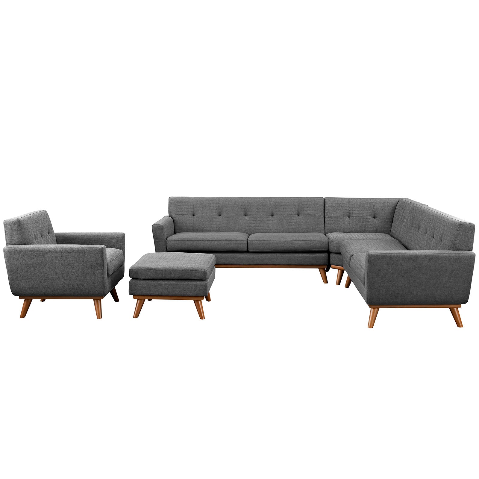 Modway Living Room Sets - Engage 5 Piece Sectional Sofa Gray