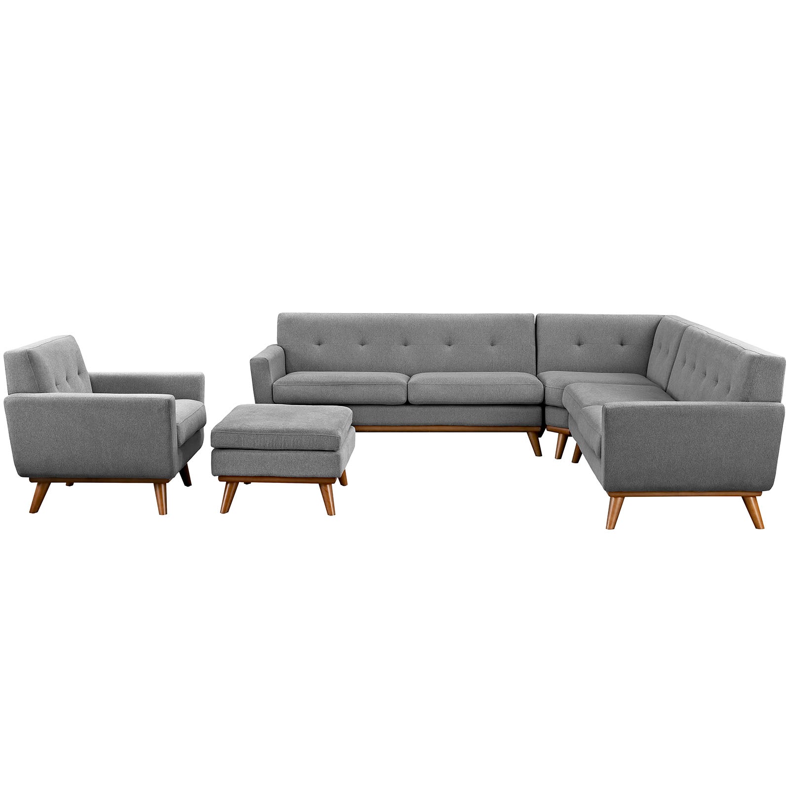 Modway Sectional Sofas - Engage-5-Piece-Sectional-Sofa-Expectation-Gray