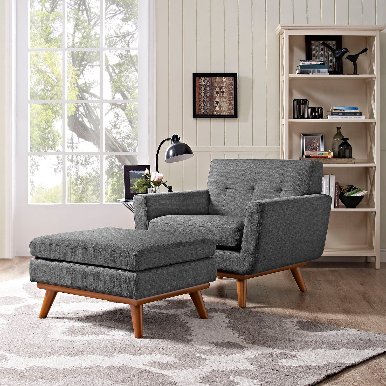 Modway Living Room Sets - Engage 2 Piece Armchair and Ottoman Gray