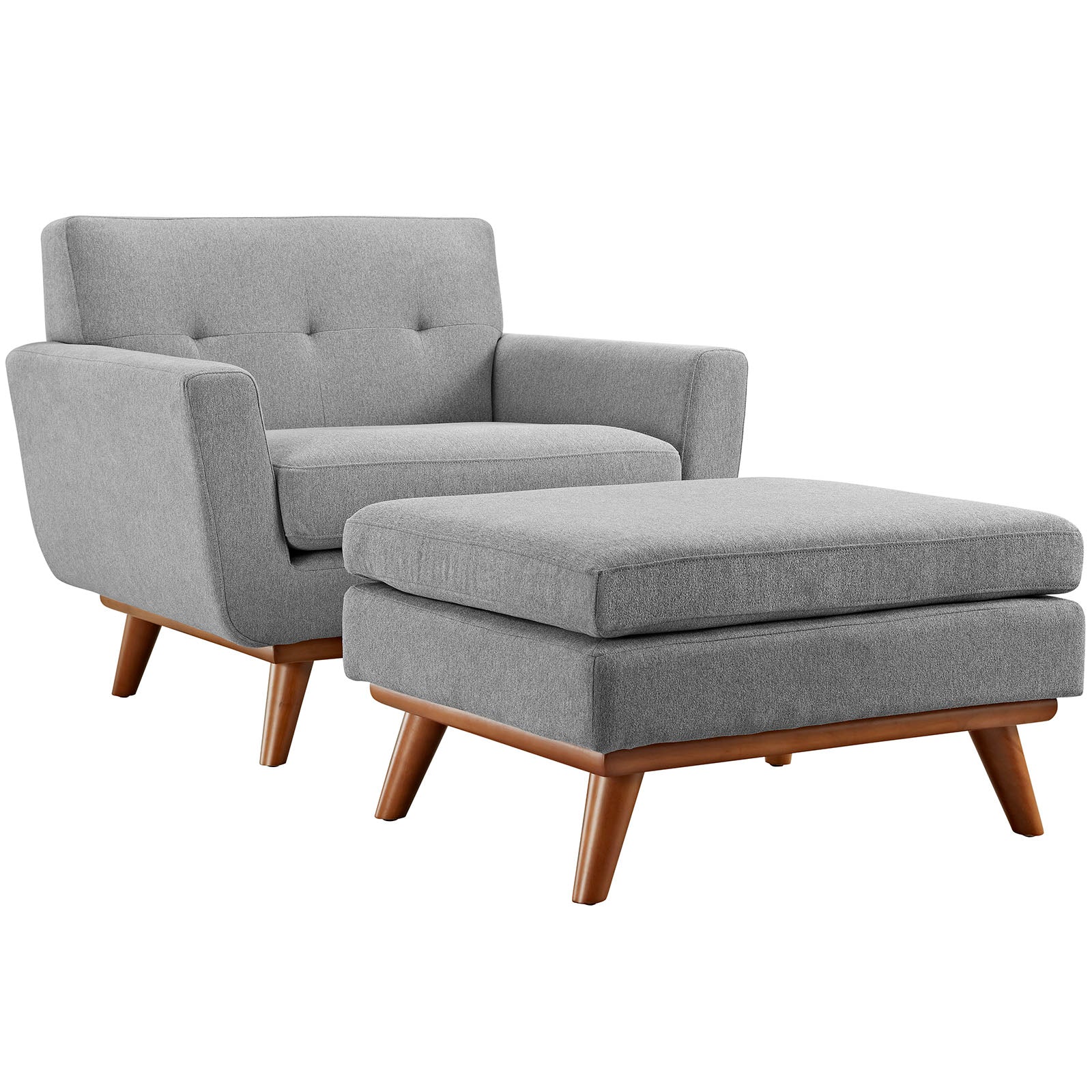 Modway Living Room Sets - Engage 2 Piece Armchair and Ottoman Expectation Gray