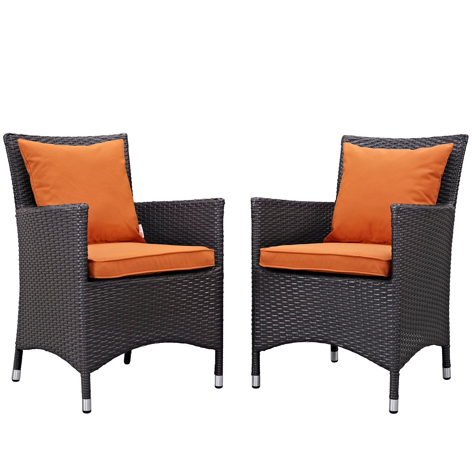 Modway Outdoor Dining Sets - Convene 2 Piece Outdoor Patio Dining Set Espresso Orange