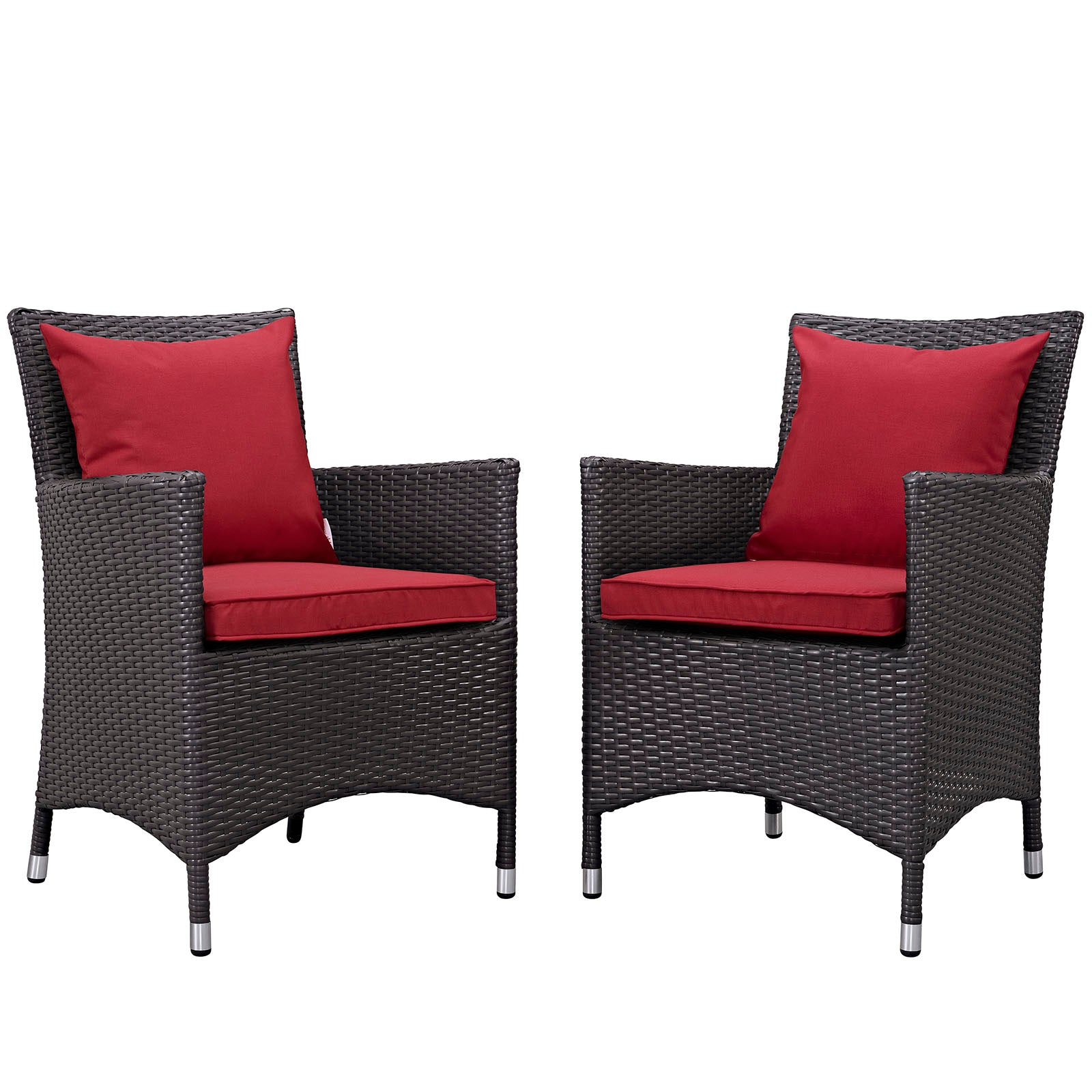 Modway Outdoor Dining Sets - Convene 2 Piece Outdoor Patio Dining Set Espresso Red
