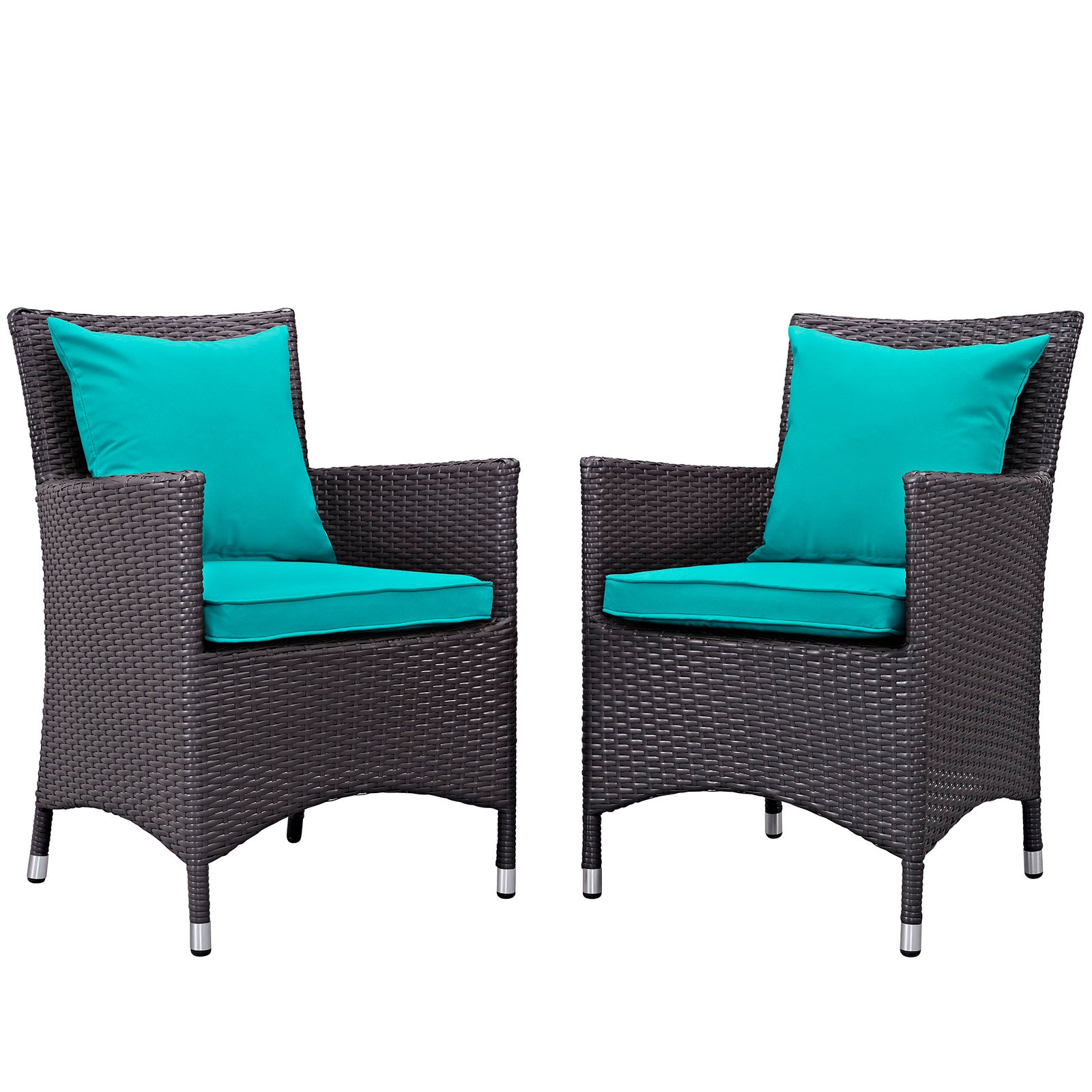 Modway Outdoor Dining Sets - Convene 2 Piece Outdoor Patio Dining Set Espresso Turquoise