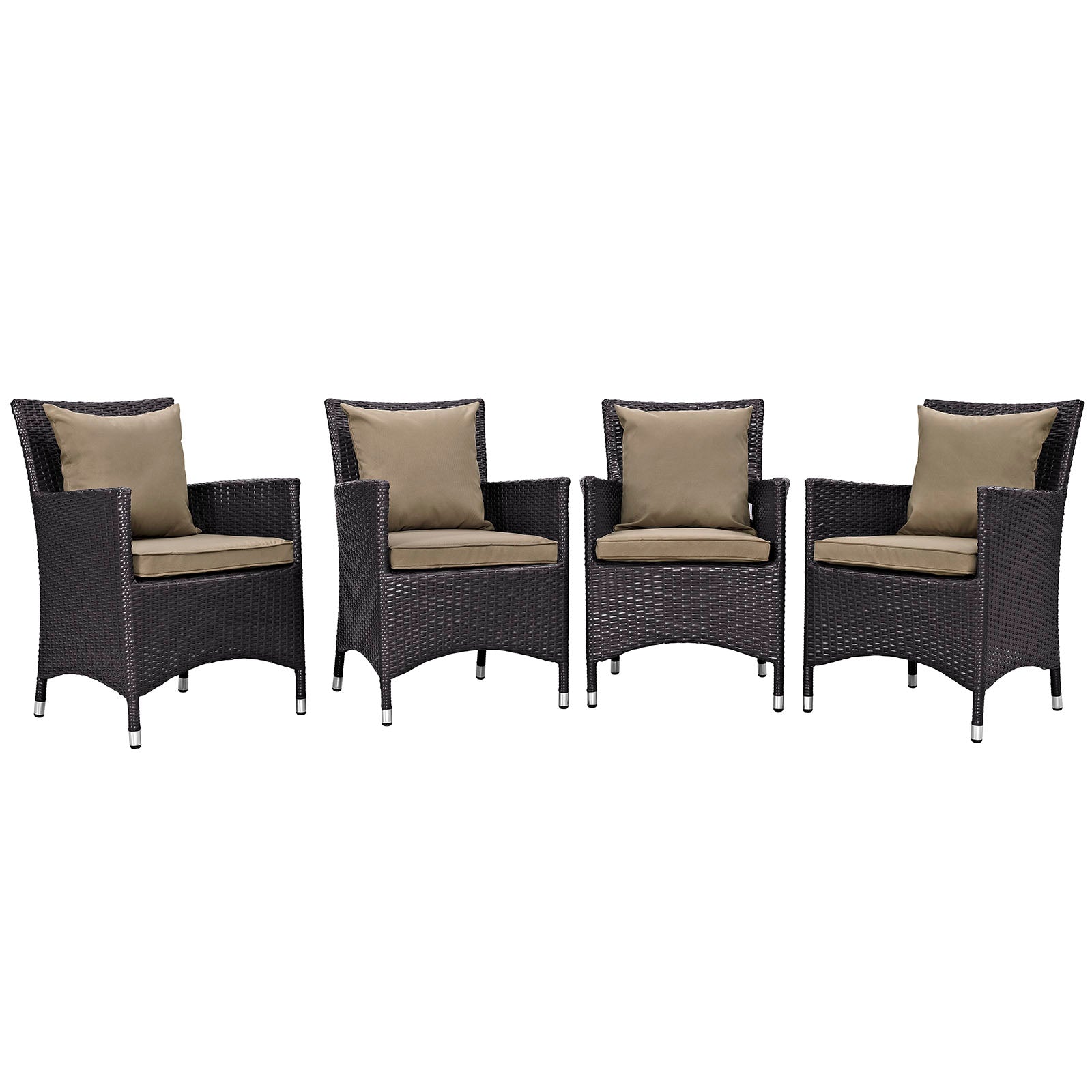 Modway Outdoor Dining Sets - Convene 4 Piece Outdoor Patio Dining Set Espresso Mocha