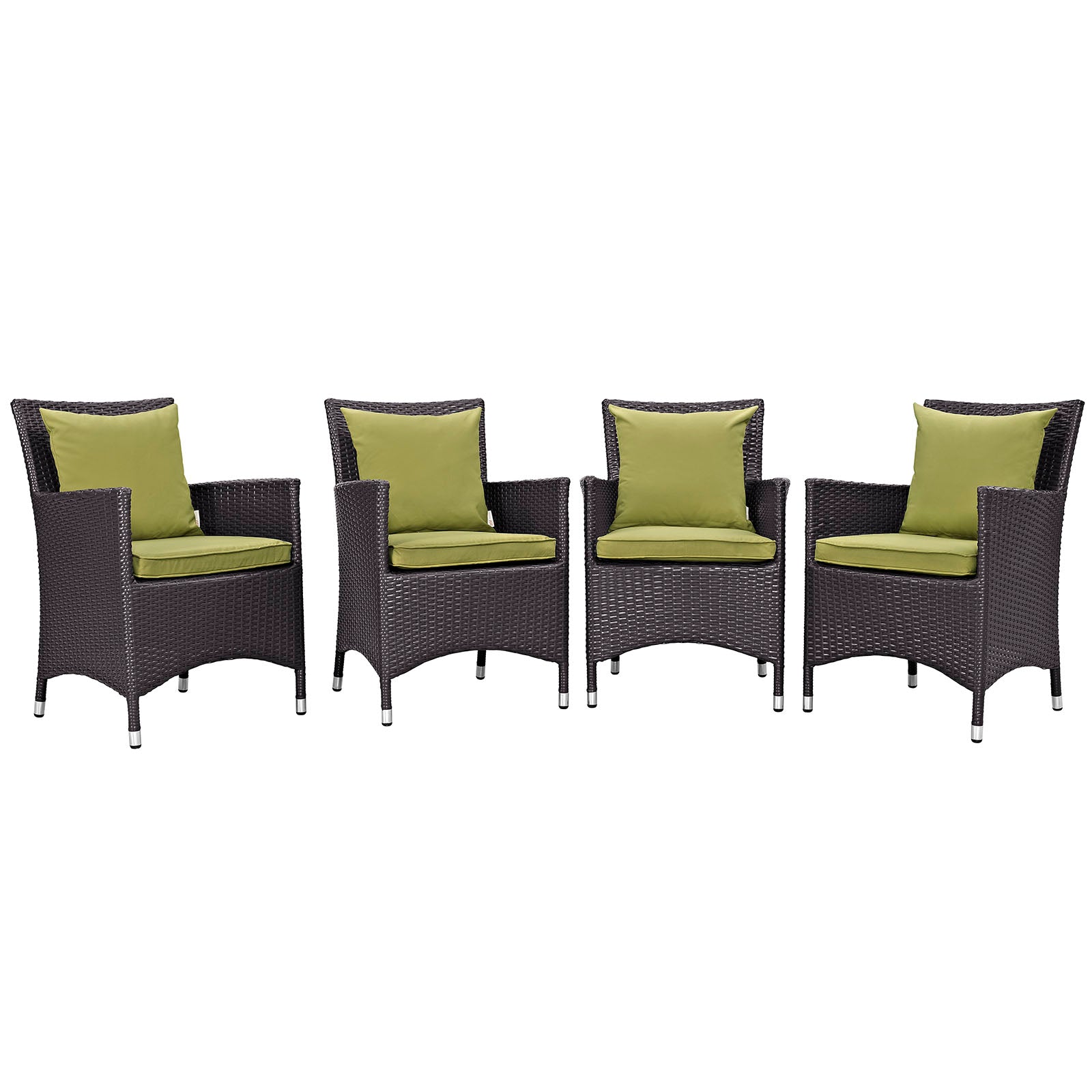 Modway Outdoor Dining Sets - Convene 4 Piece Outdoor Patio Dining Set Espresso Peridot