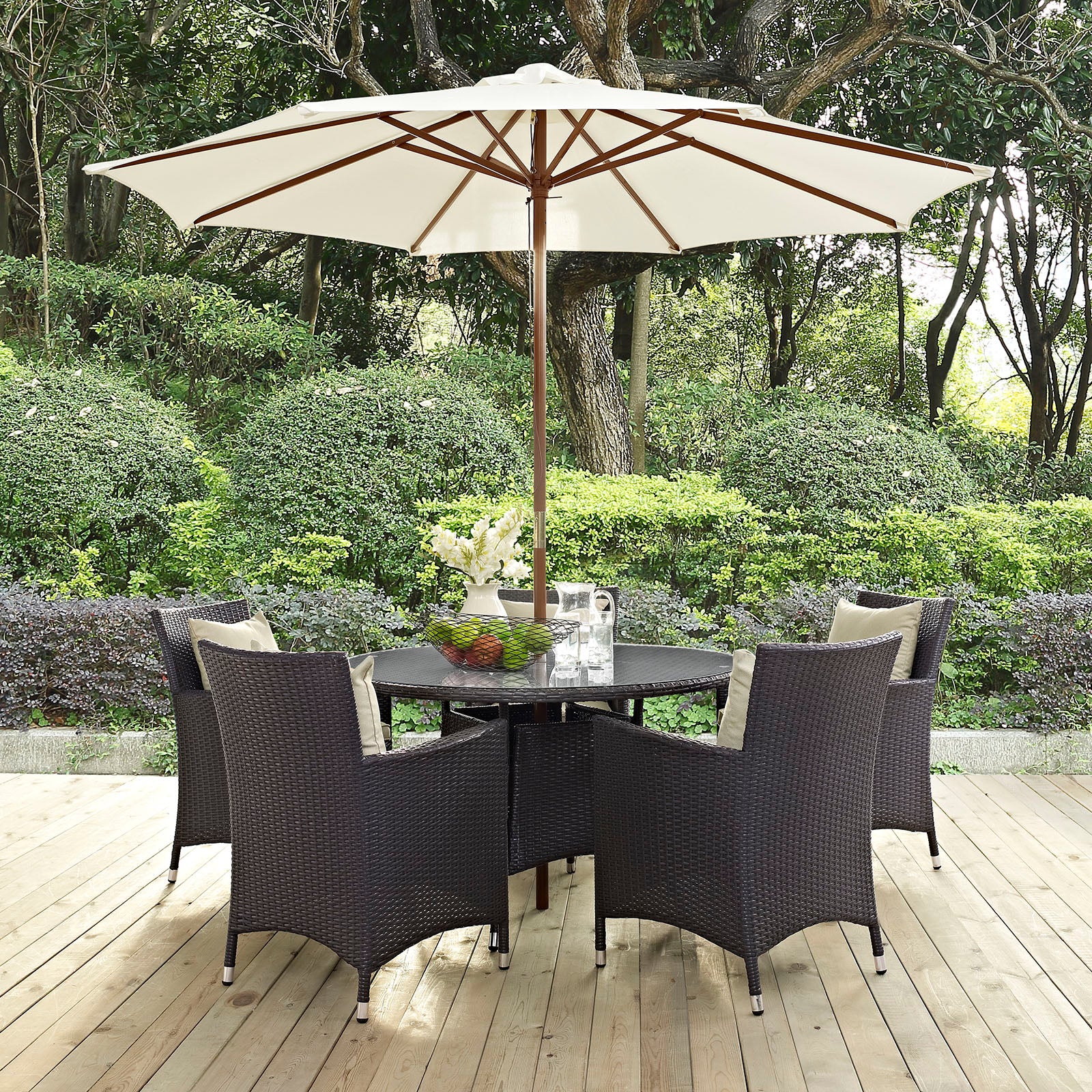 Modway Outdoor Dining Sets - Convene 7 Piece Outdoor Patio Dining Set Beige