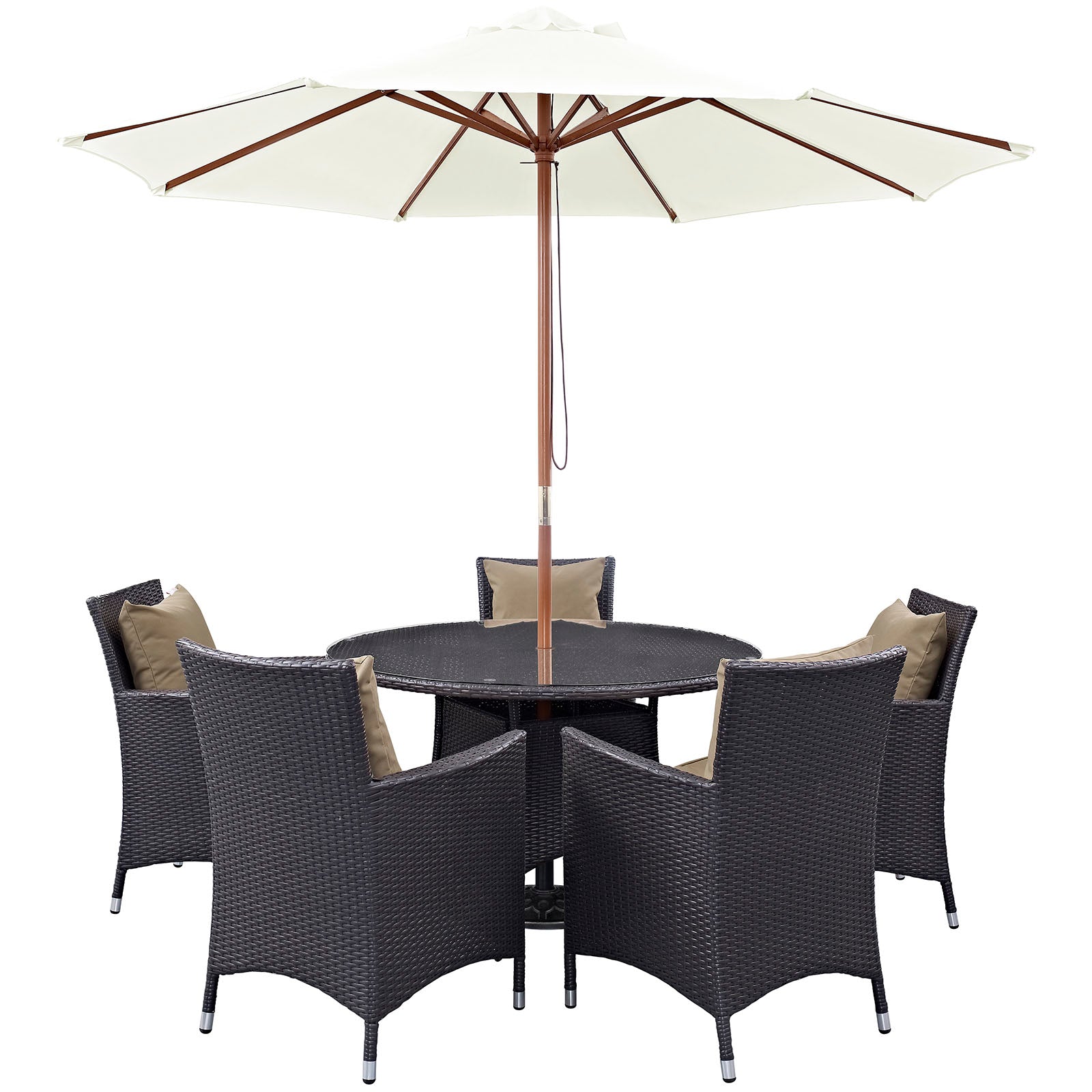 Modway Outdoor Dining Sets - Convene 7 Piece Outdoor Patio Dining Set Mocha