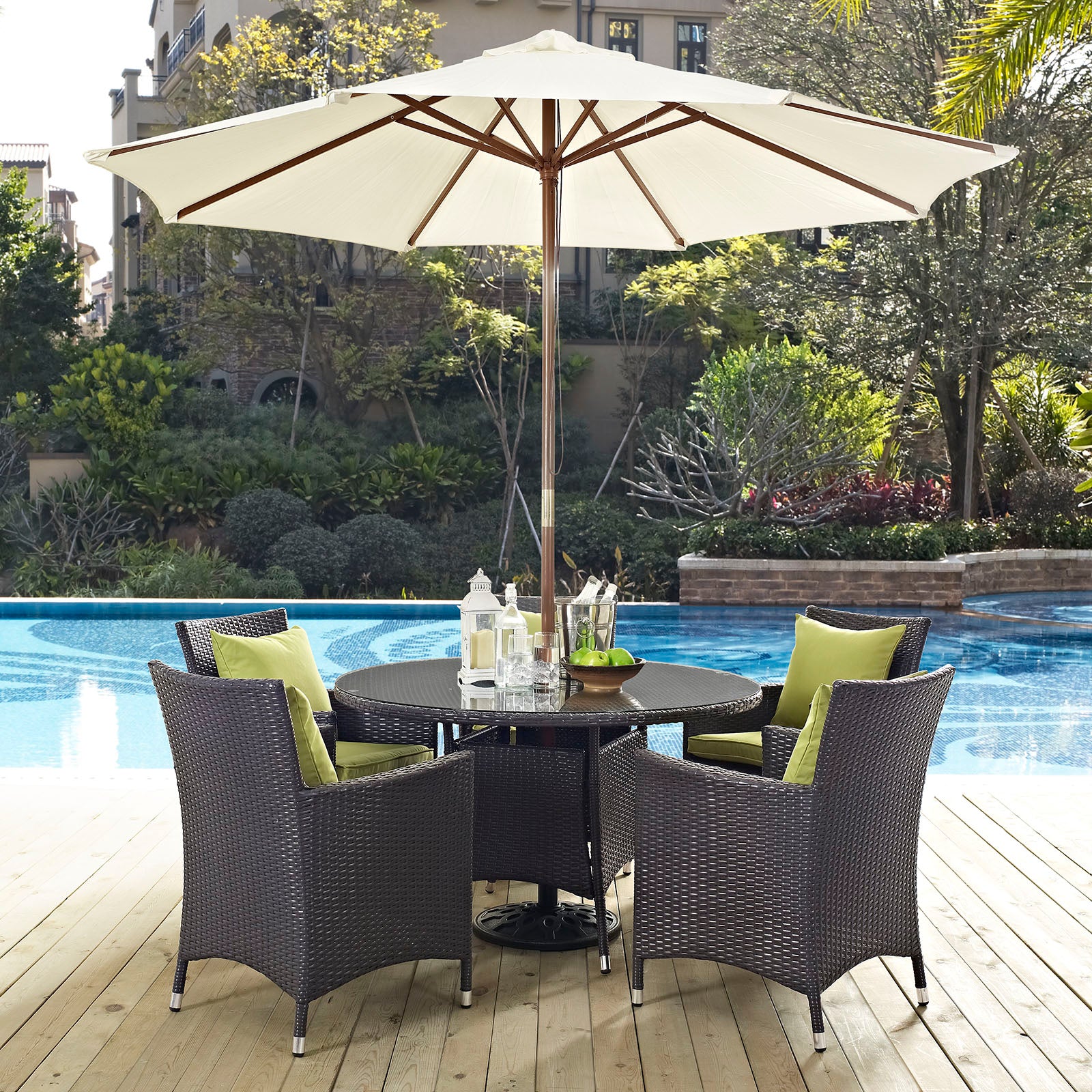 Modway Outdoor Dining Sets - Convene 7 Piece Outdoor Patio Dining Set Peridot