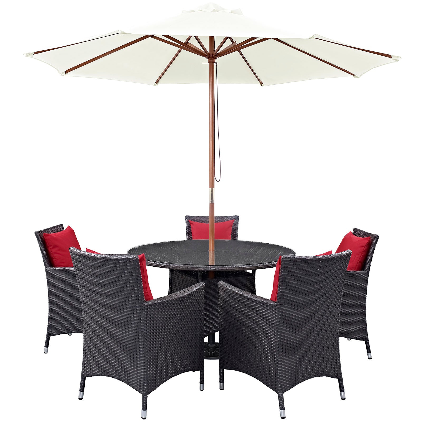 Modway Outdoor Dining Sets - Convene 7 Piece Outdoor Patio Dining Set Red