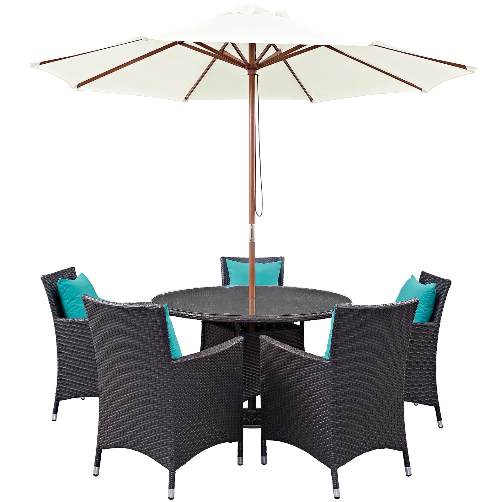 Modway Outdoor Dining Sets - Convene 7 Piece Outdoor Patio Dining Set Turquoise