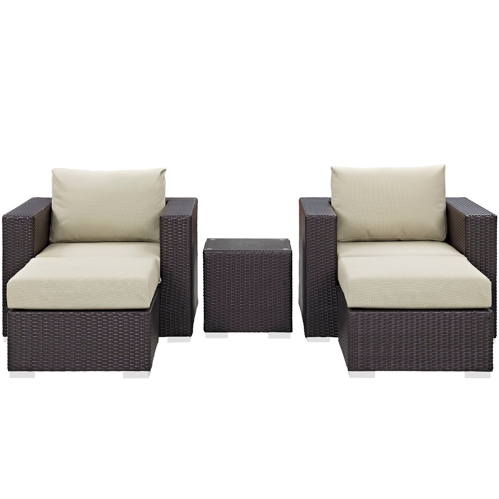 Modway Outdoor Conversation Sets - Convene 5 Piece 92.5" Outdoor Patio Sectional Set Espresso Beige