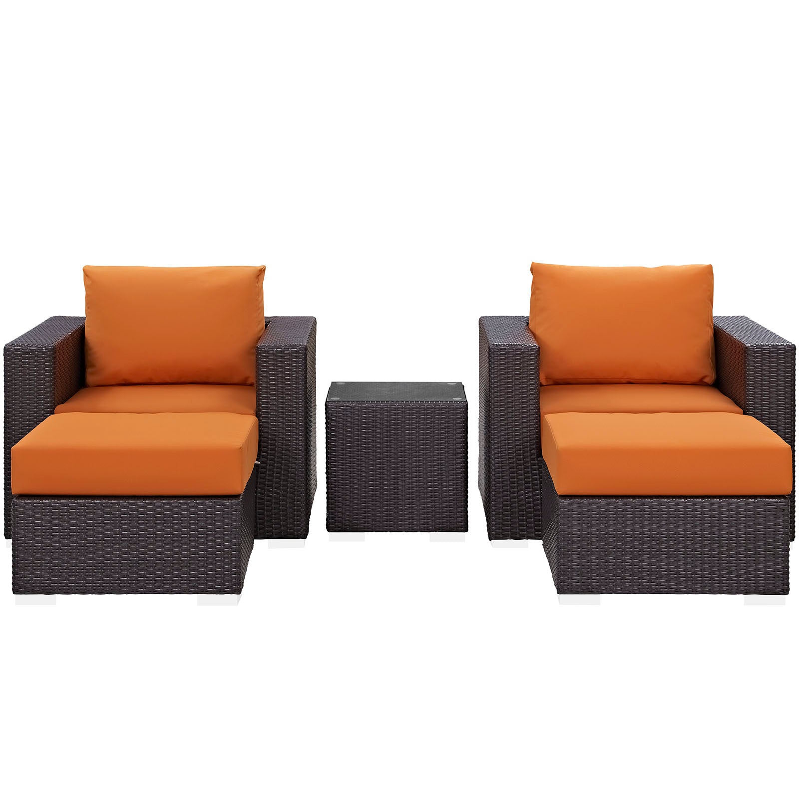 Modway Outdoor Conversation Sets - Convene 5 Piece 92.5" Sectional Set Espresso Orange