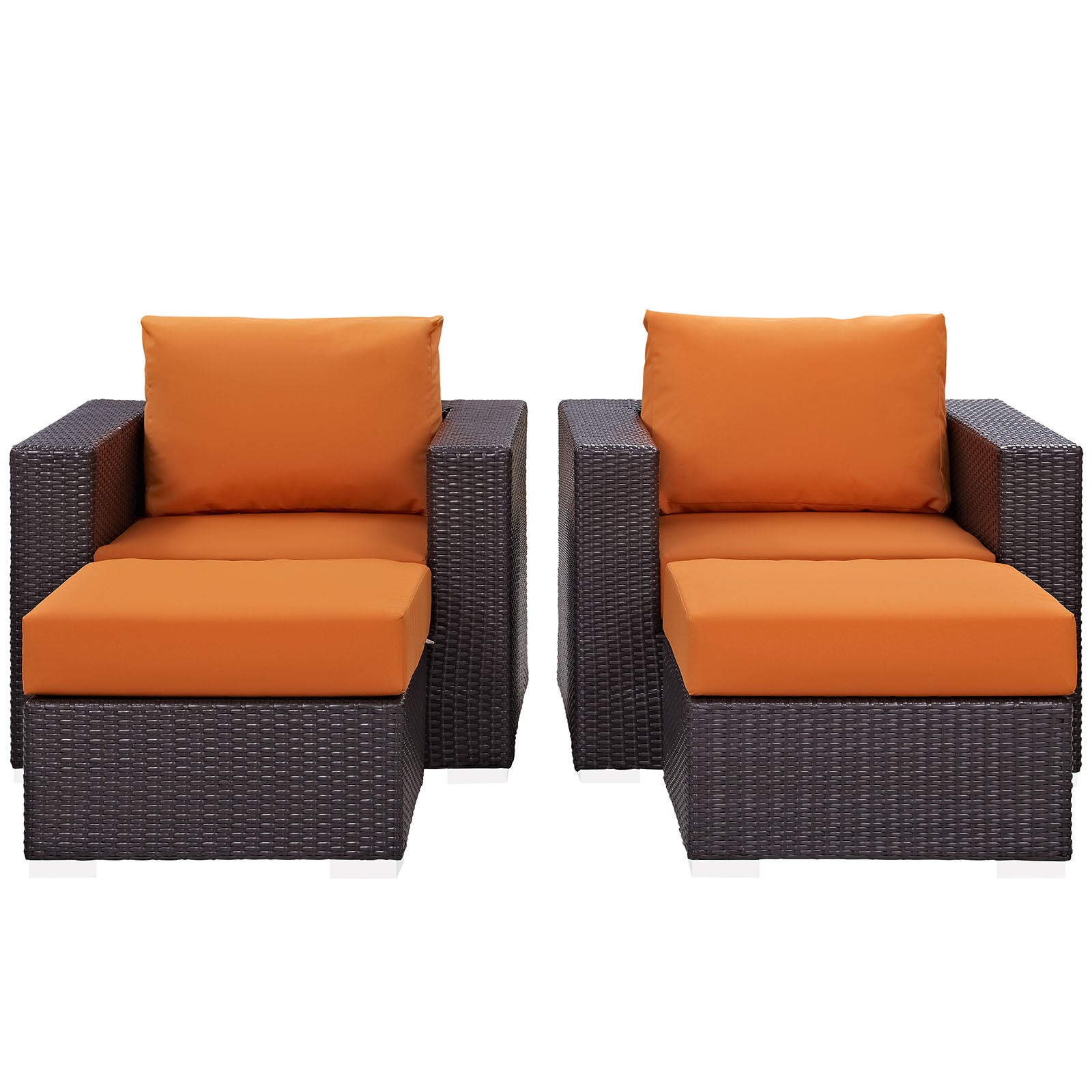 Modway Outdoor Conversation Sets - Convene 4 Piece Outdoor Patio Sectional Set Espresso Orange