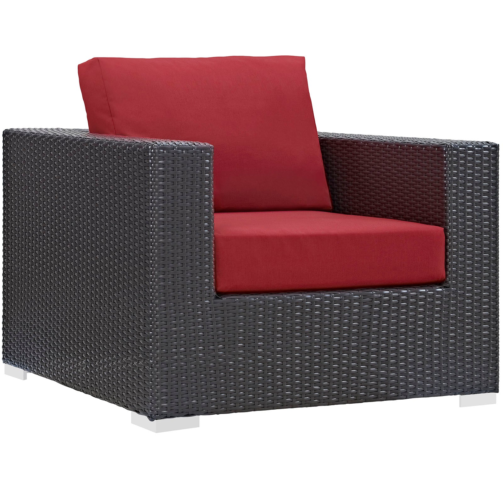 Modway Outdoor Conversation Sets - Convene 4 Piece Outdoor Patio Sectional Set in Espresso Red