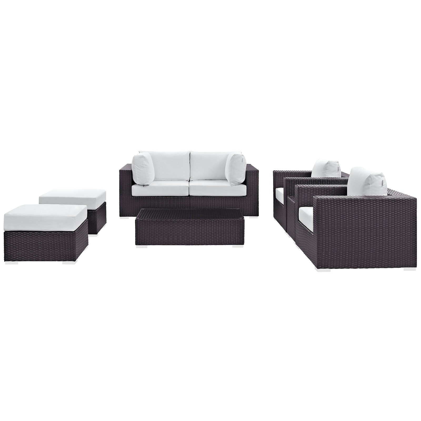 Modway Outdoor Conversation Sets - Convene 8 Piece Outdoor Patio 163.5 " W Sectional Set Espresso White