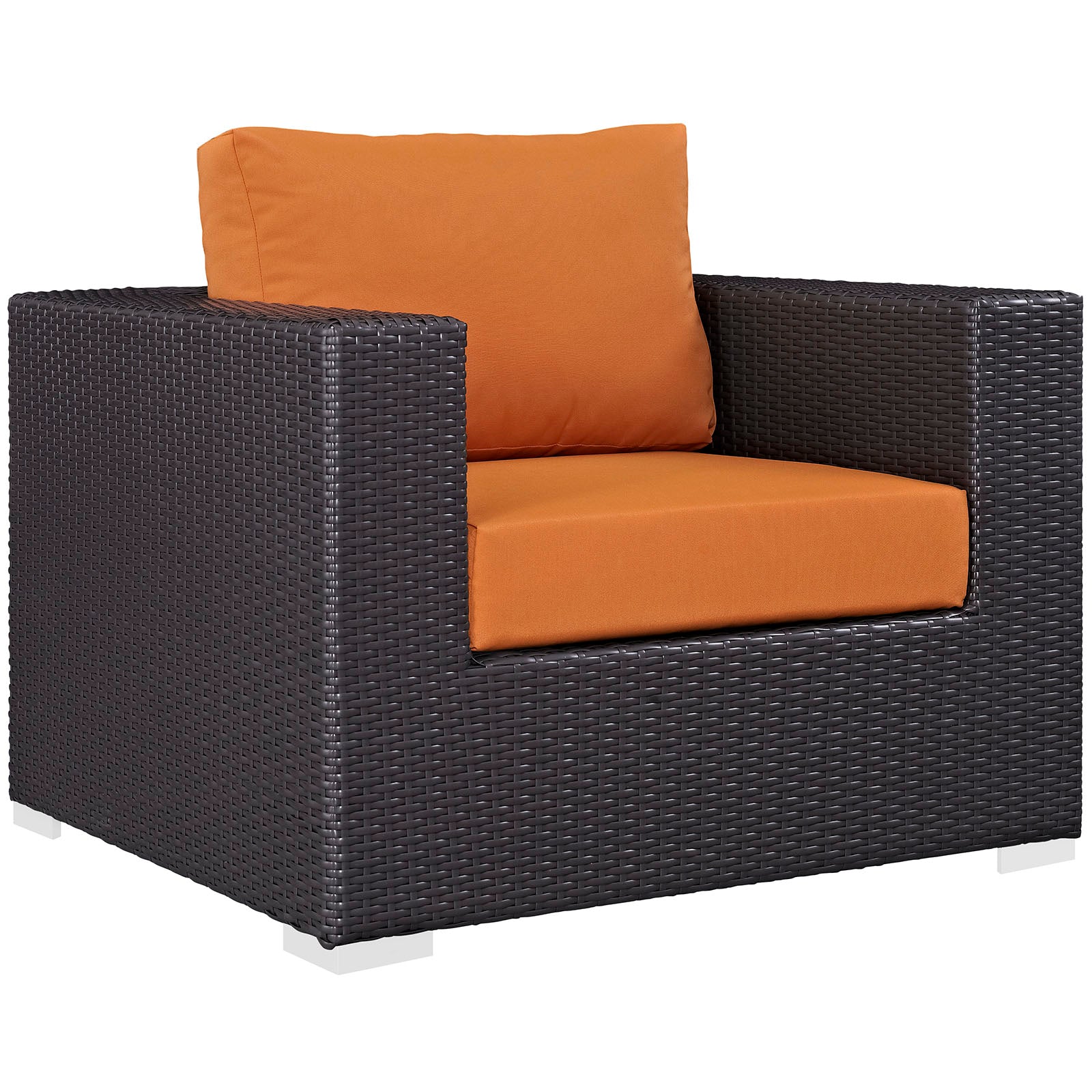 Modway Outdoor Conversation Sets - Convene 6 Piece Outdoor Patio Sectional Set Espresso Orange